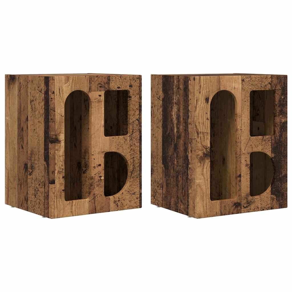 Nattbord ELST 2 stk. Gammelt tre 40 x 35 x 50 cm Konstruert tre