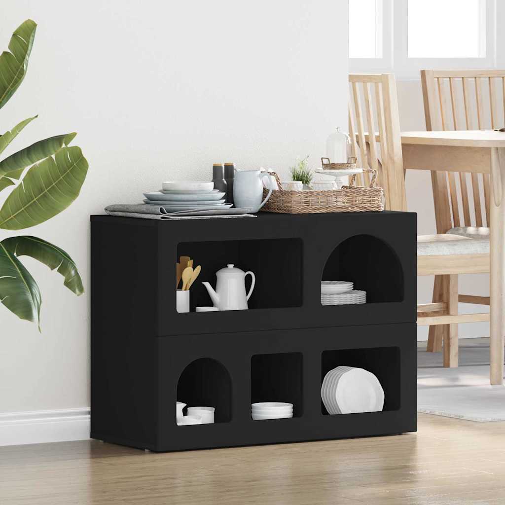 Serviesskap ELST Svart 80,5 x 35 x 59 cm Konstruert tre