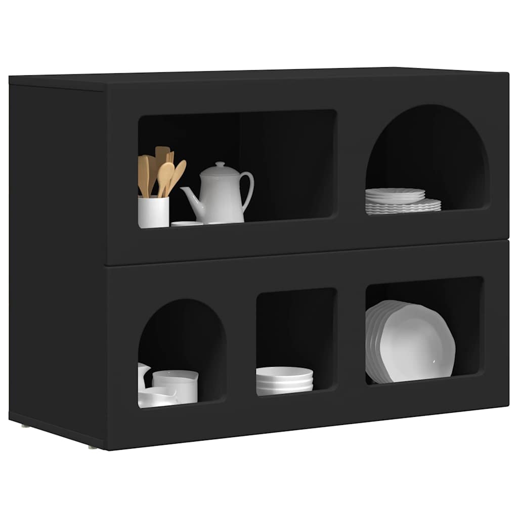 Serviesskap ELST Svart 80,5 x 35 x 59 cm Konstruert tre