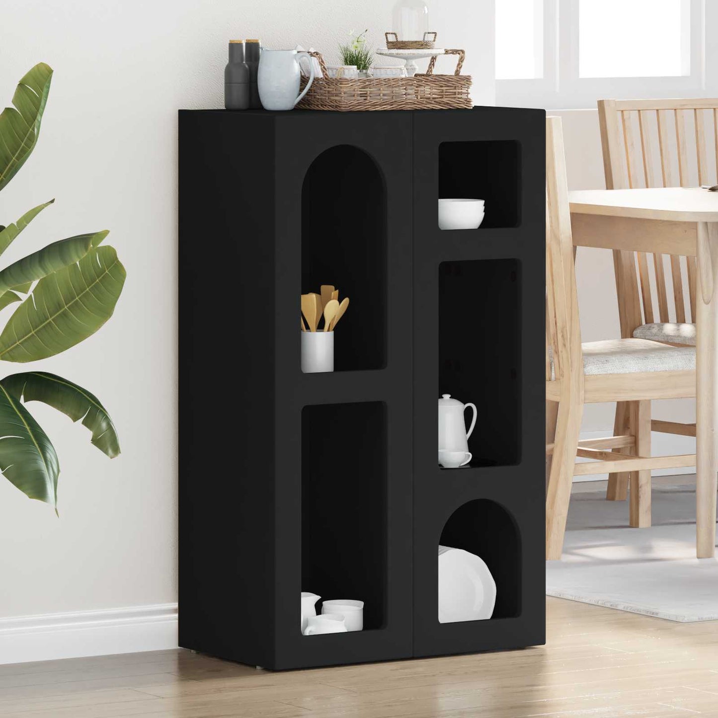Serviesskap ELST Svart 59 x 35 x 100,5 cm Konstruert tre