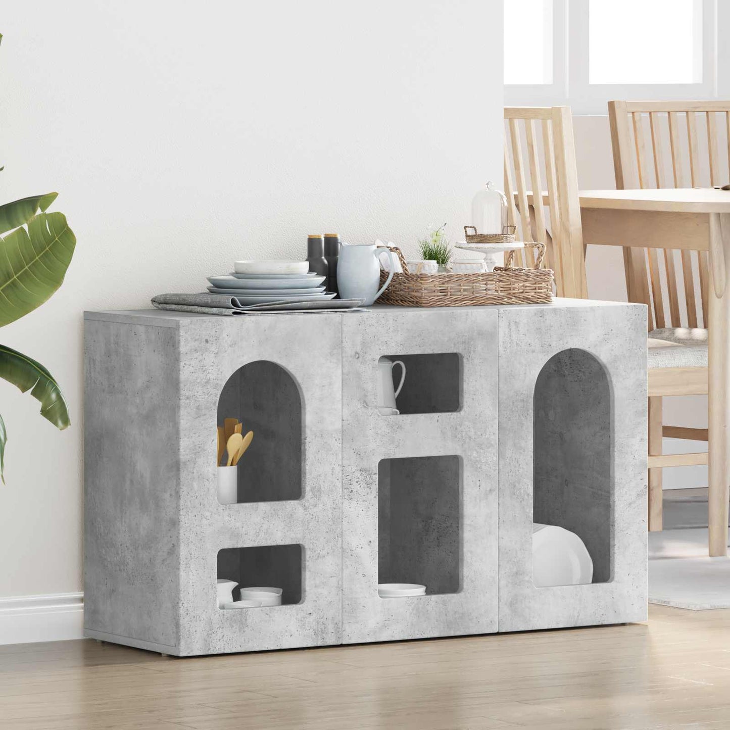 Serviesskap Betonggrå 100 x 35 x 59 cm Konstruert tre