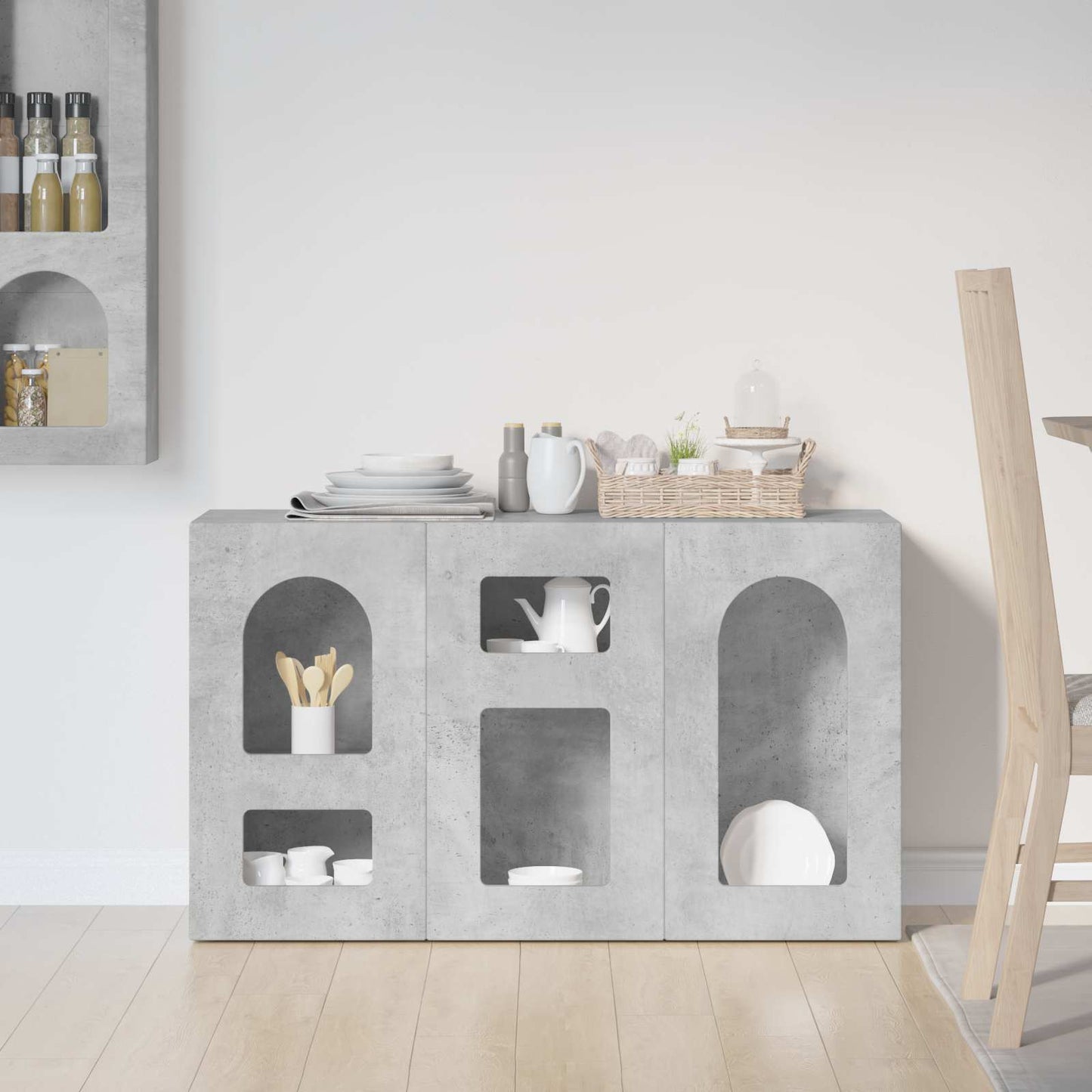 Serviesskap Betonggrå 100 x 35 x 59 cm Konstruert tre