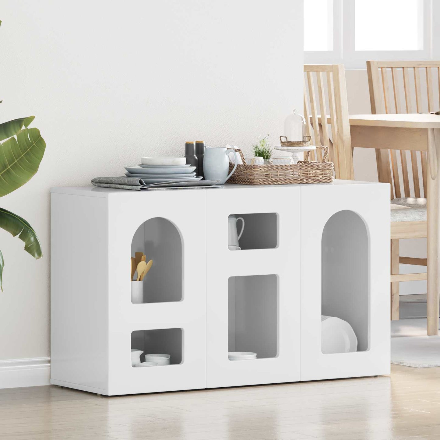 Serviesskap ELST Høyglanset hvit 100 x 35 x 59 cm