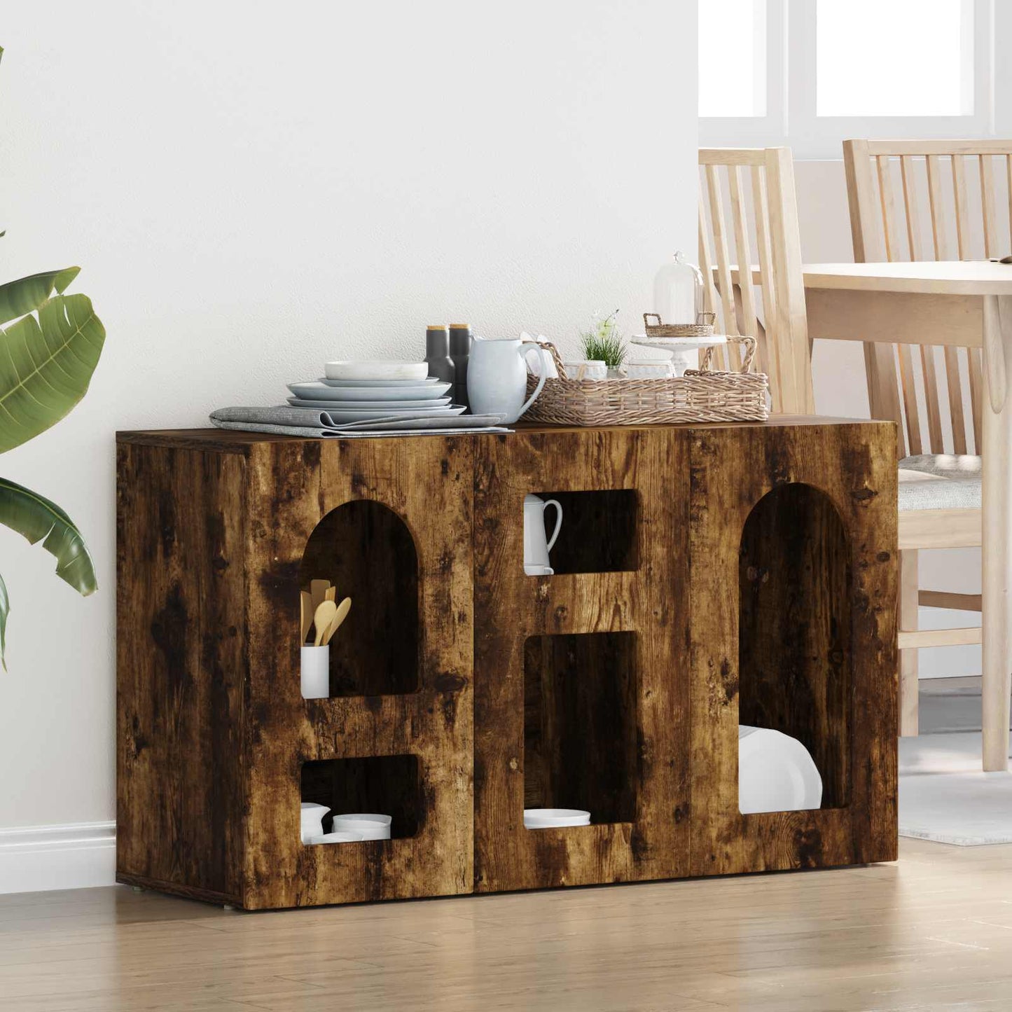 Serviesskap ELST Røkt eik 100 x 35 x 59 cm Konstruert tre