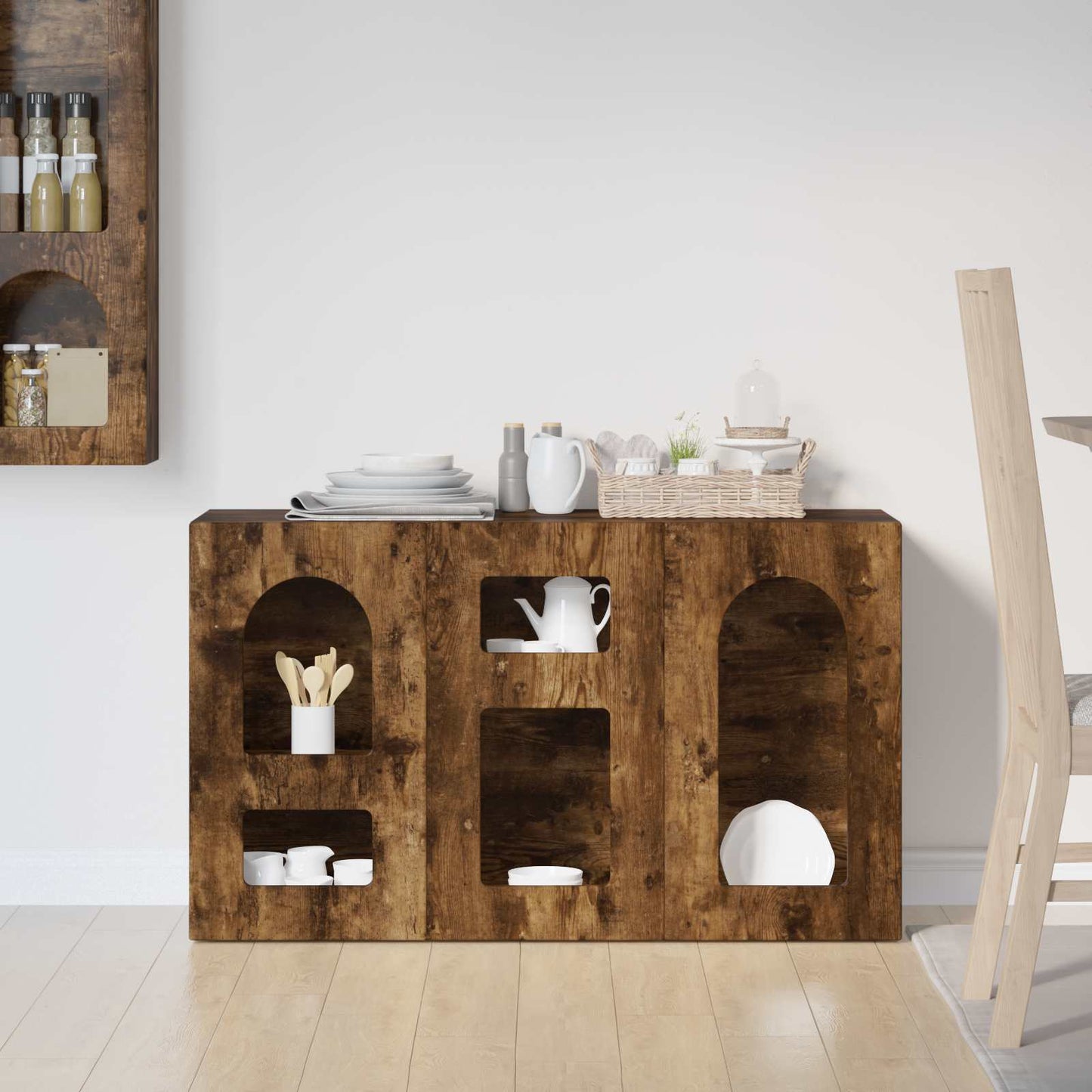 Serviesskap ELST Røkt eik 100 x 35 x 59 cm Konstruert tre