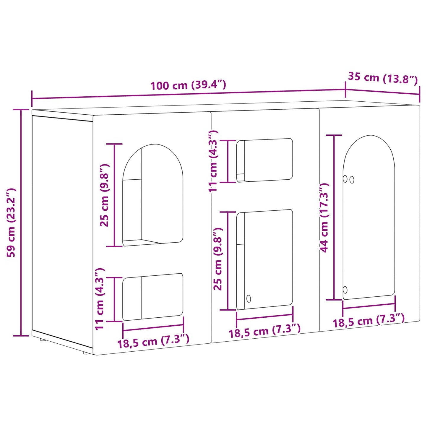 Serviesskap ELST Røkt eik 100 x 35 x 59 cm Konstruert tre