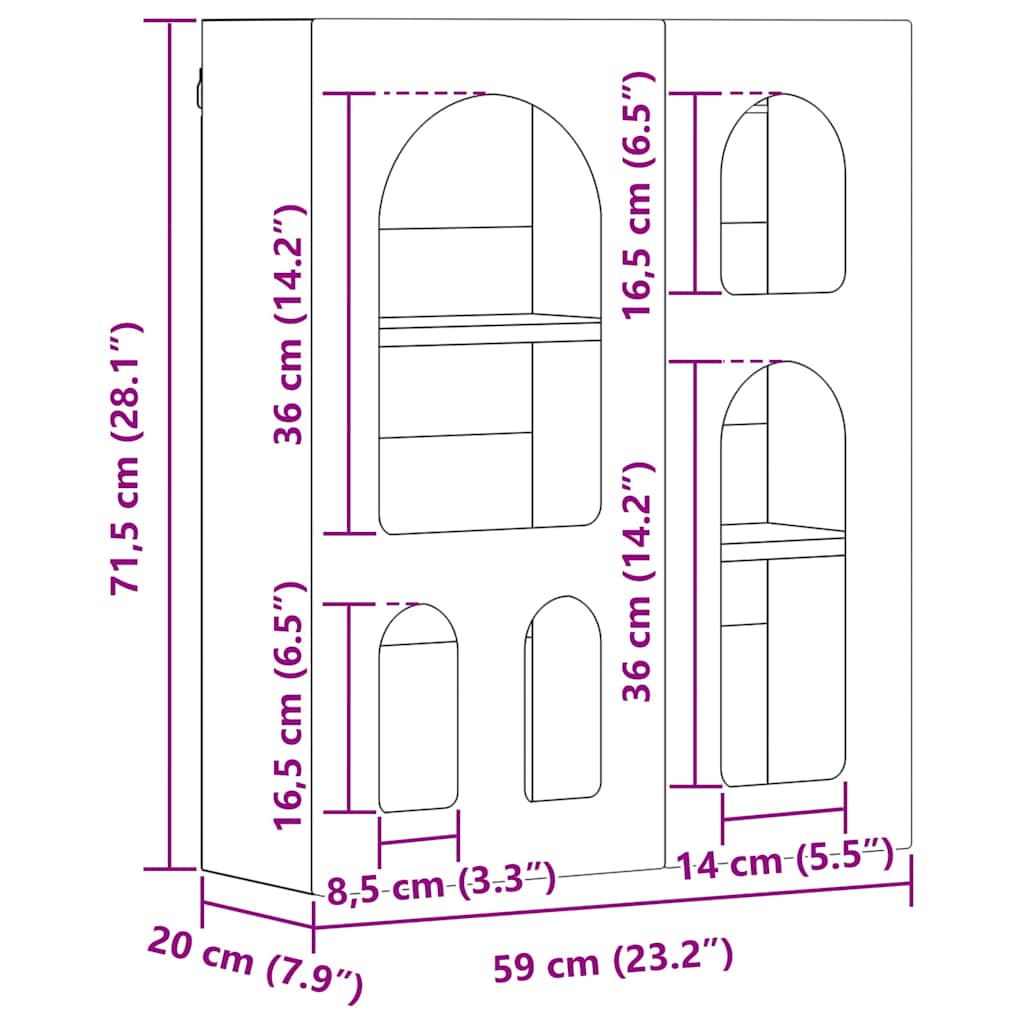 Hengende skap ELST Røkt Eik 59 x 20 x 71,5 cm Konstruert tre