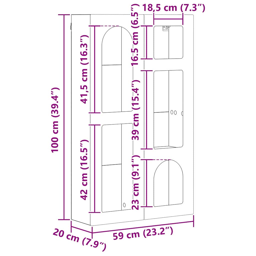 Hengende skap ELST Sonoma eik 59 x 20 x 100 cm Konstruert tre