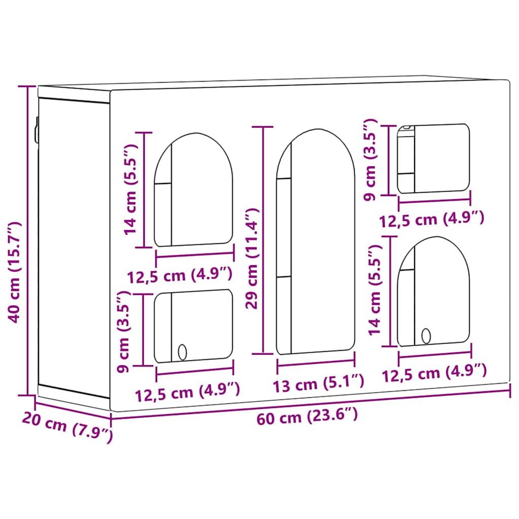 Hengende skap ELST Røkt Eik 60 x 20 x 40 cm Konstruert tre
