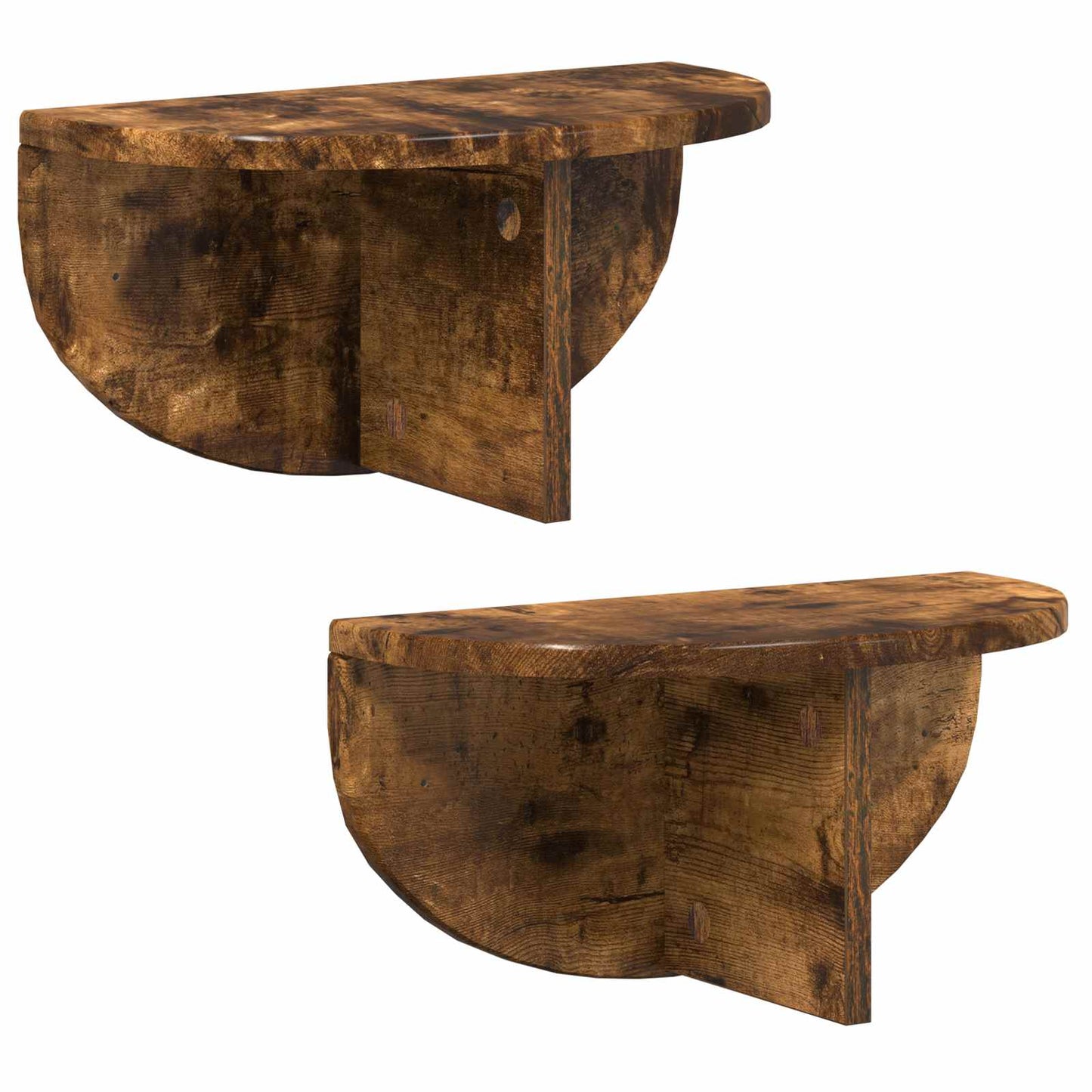 Vegghylle 2 pcs Røkt eik 38 x 19 x 19 cm Konstruert tre