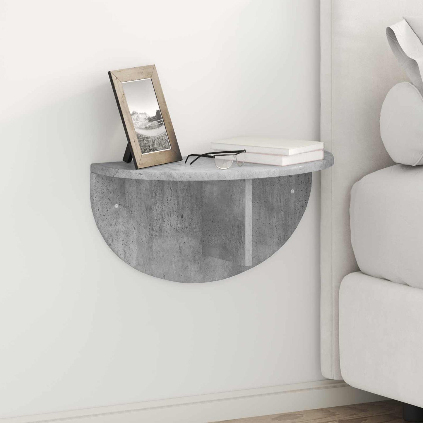 Vegghylle 2 pcs Betonggrå 48 x 24 x 24 cm Konstruert tre