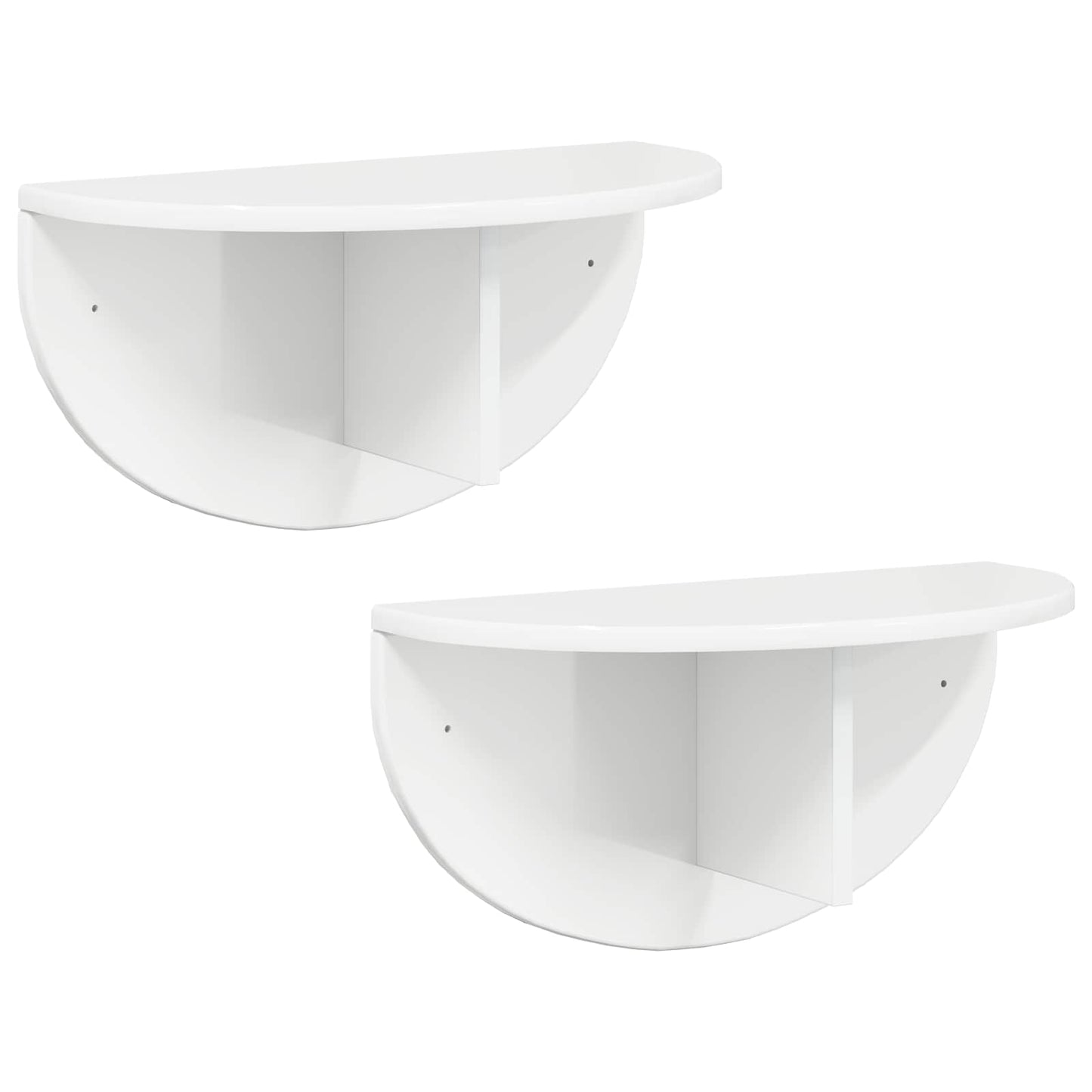 Vegghylle 2 pcs Høyglanset hvit 48 x 24 x 24 cm Konstruert tre