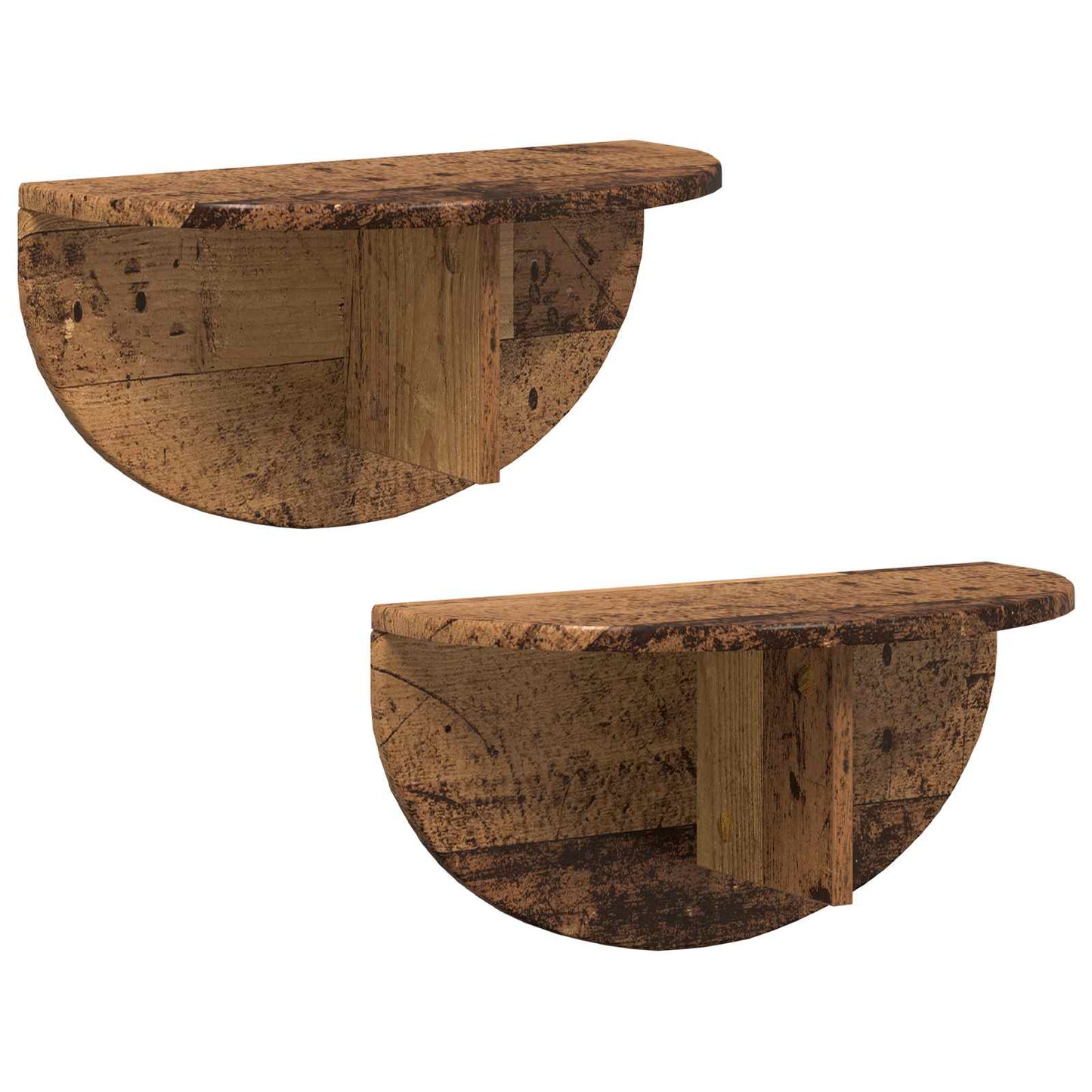 Vegghylle 2 pcs Gammelt tre 48 x 24 x 24 cm Konstruert tre