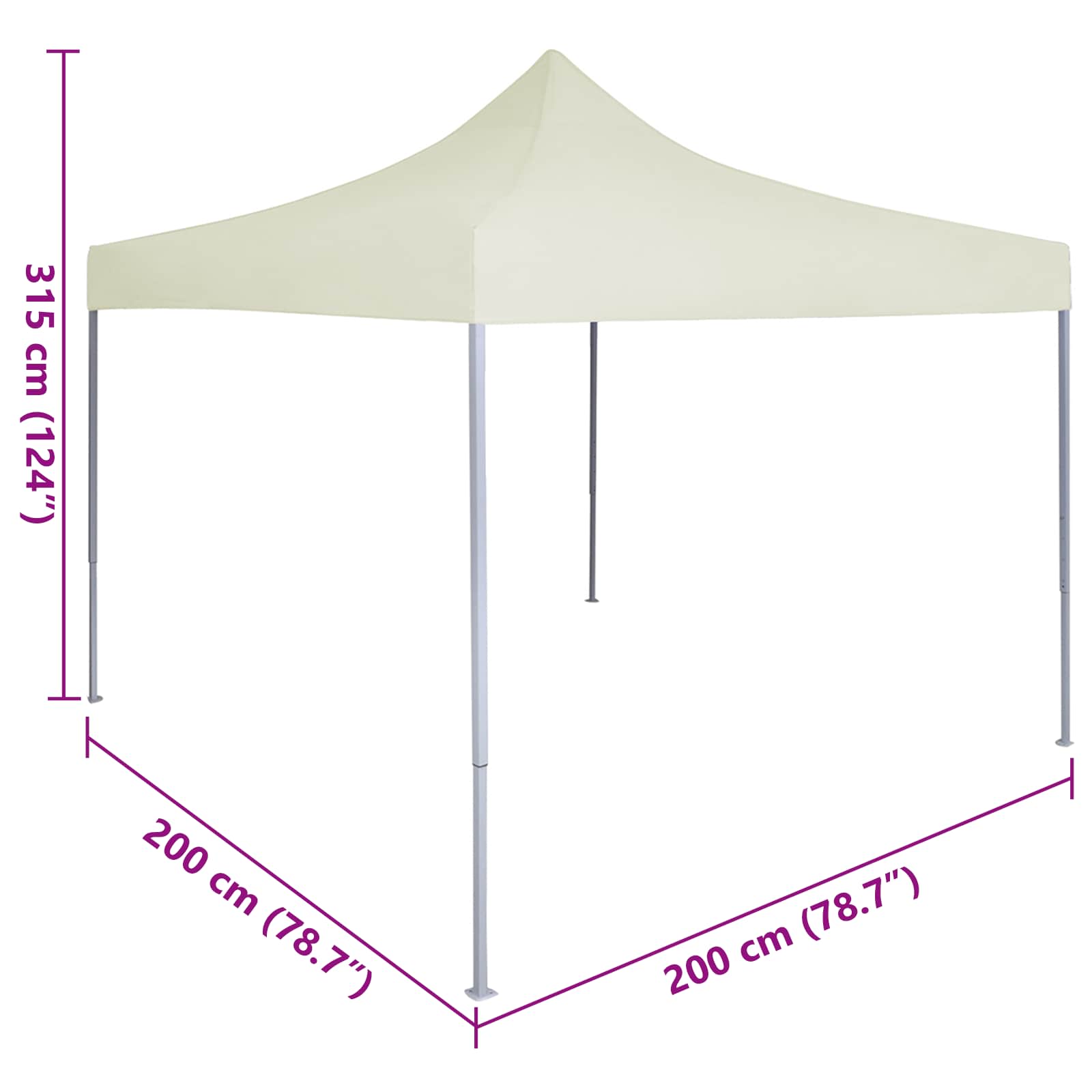 Partytelt Krem 200 x 200 x 315 cm Oxford Stoff vidaXL