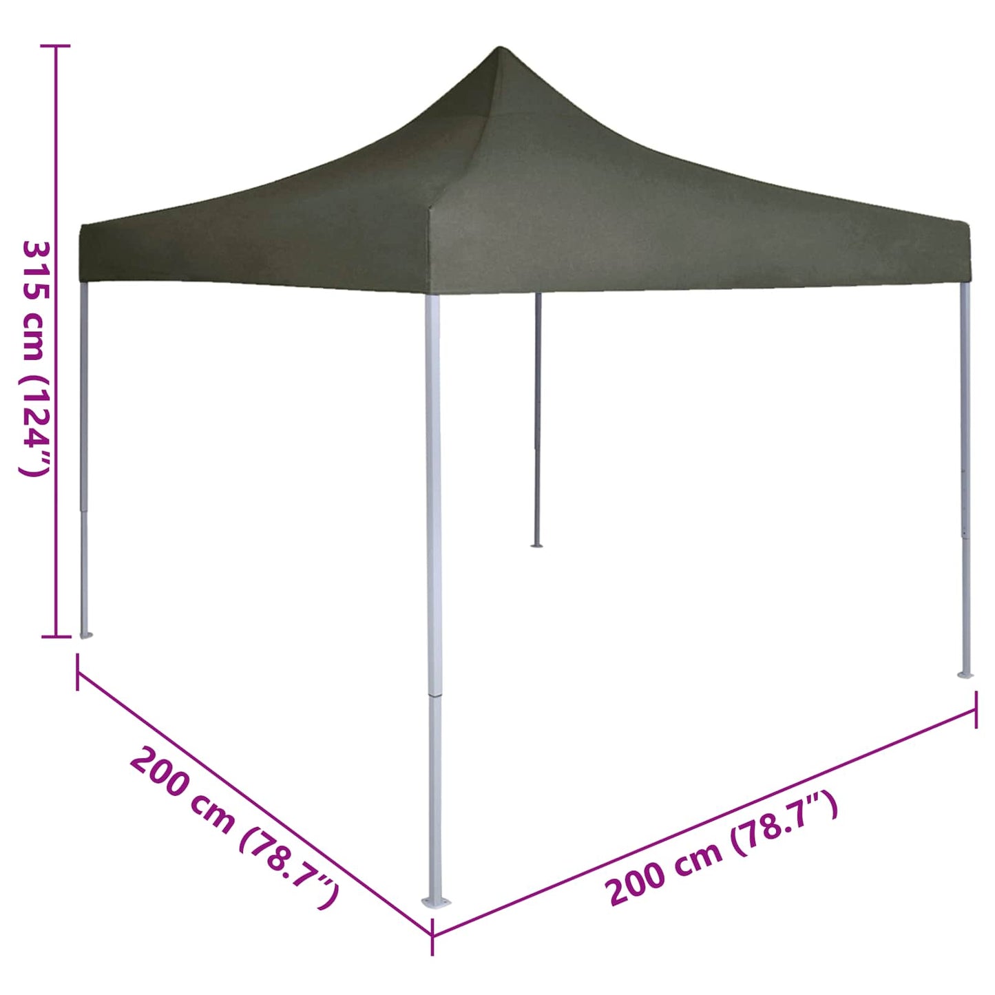 Partytelt Antrasitt 200 x 200 x 315 cm Oxford Stoff