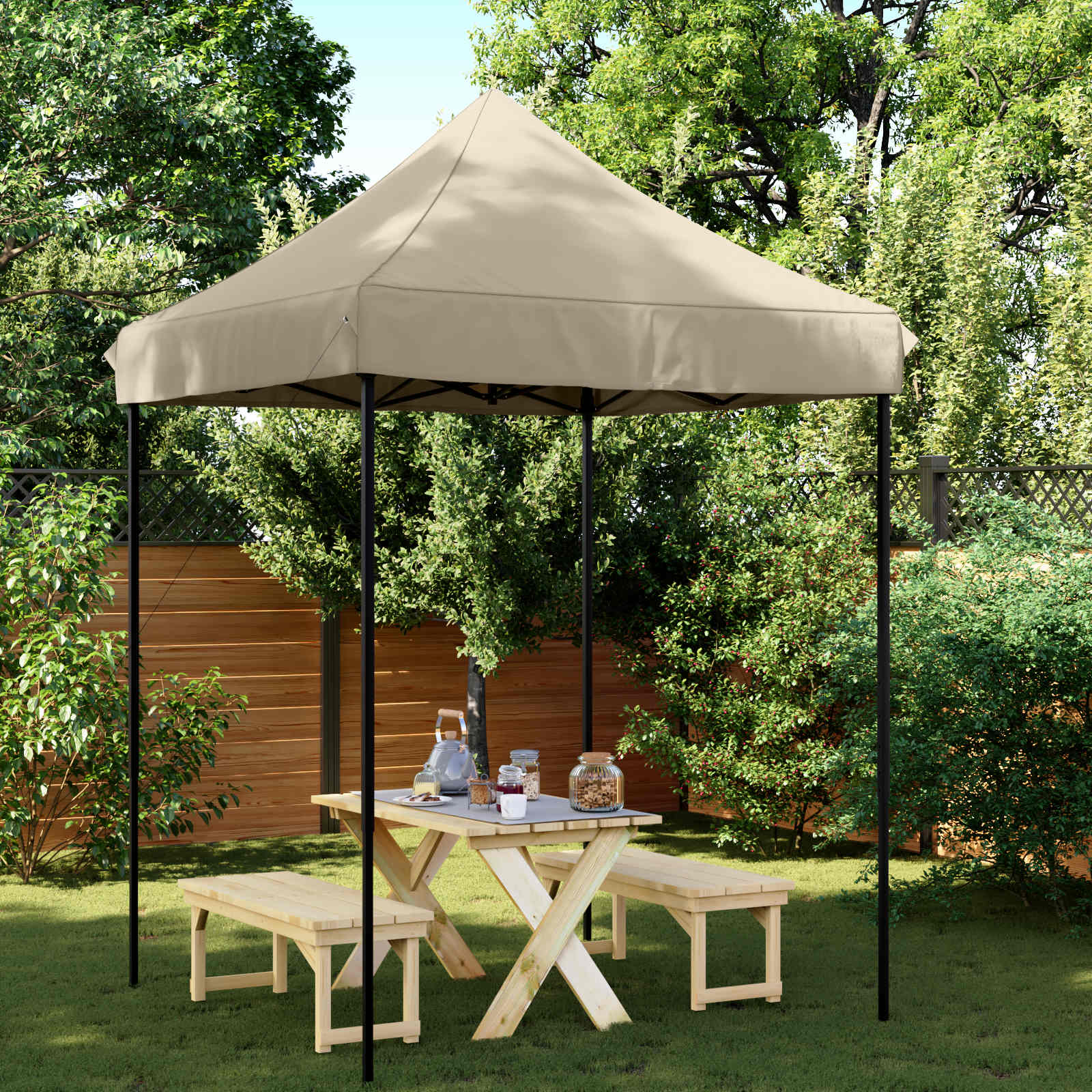 Partytelt Gråbrun 200 x 200 x 306 cm Oxford Stoff vidaXL