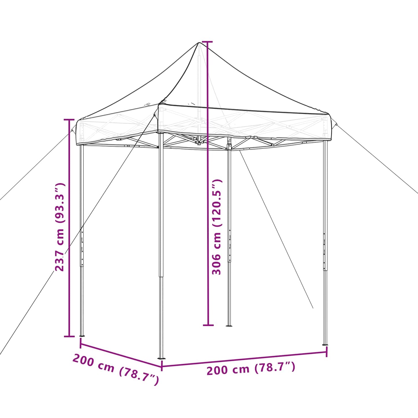 Partytelt Gråbrun 200 x 200 x 306 cm Oxford Stoff vidaXL