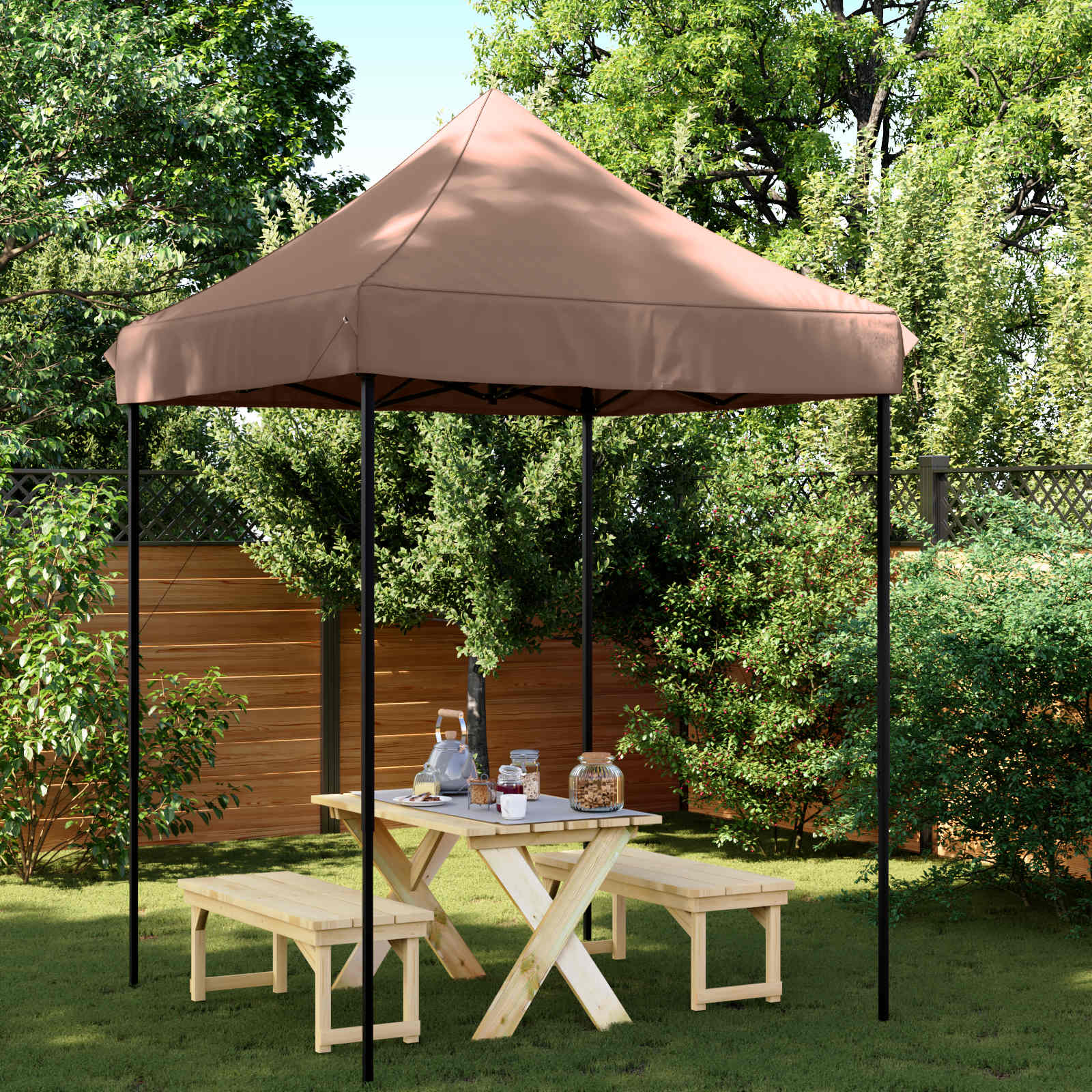 Partytelt Brun 200 x 200 x 306 cm Oxford Stoff vidaXL