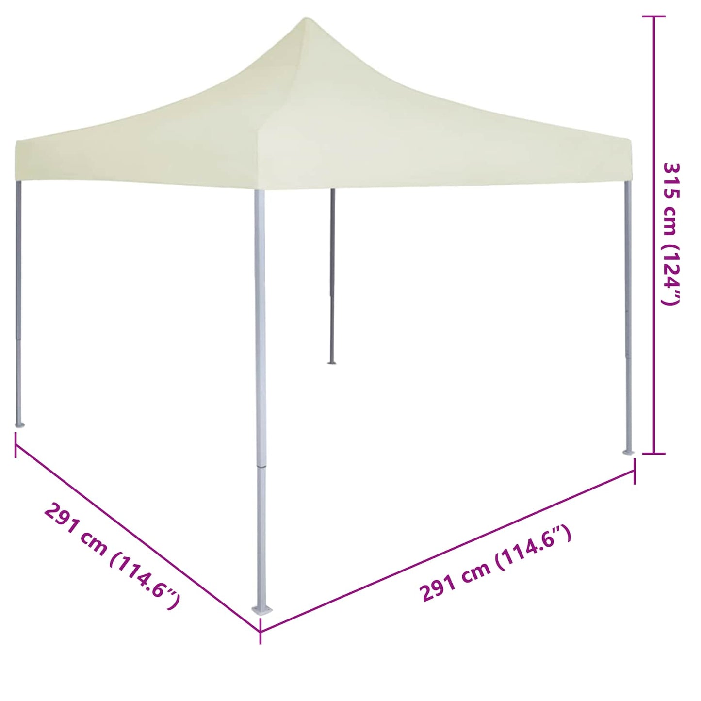 Partytelt Krem 291 x 291 x 315 cm Oxford Stoff vidaXL