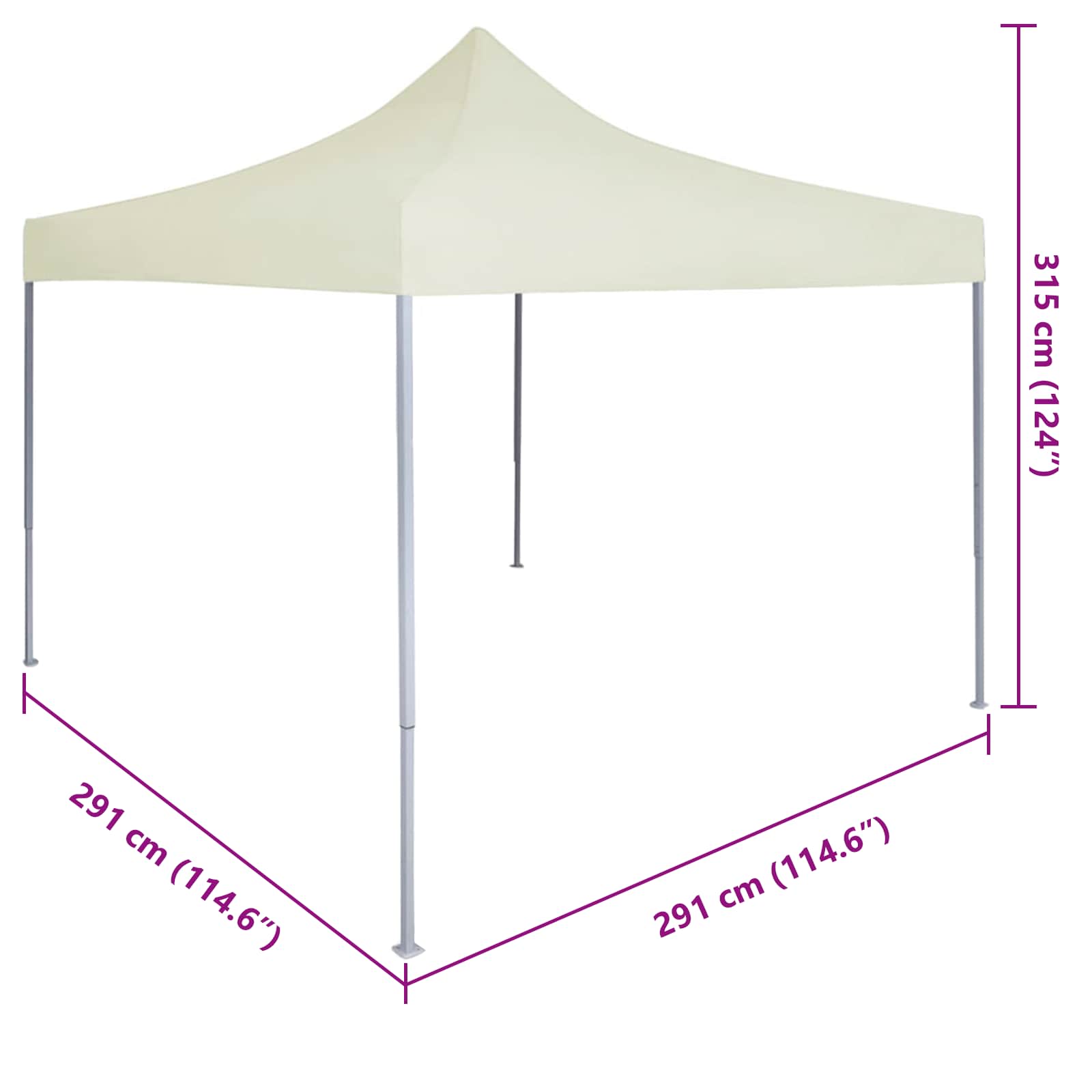 Partytelt Krem 291 x 291 x 315 cm Oxford Stoff vidaXL
