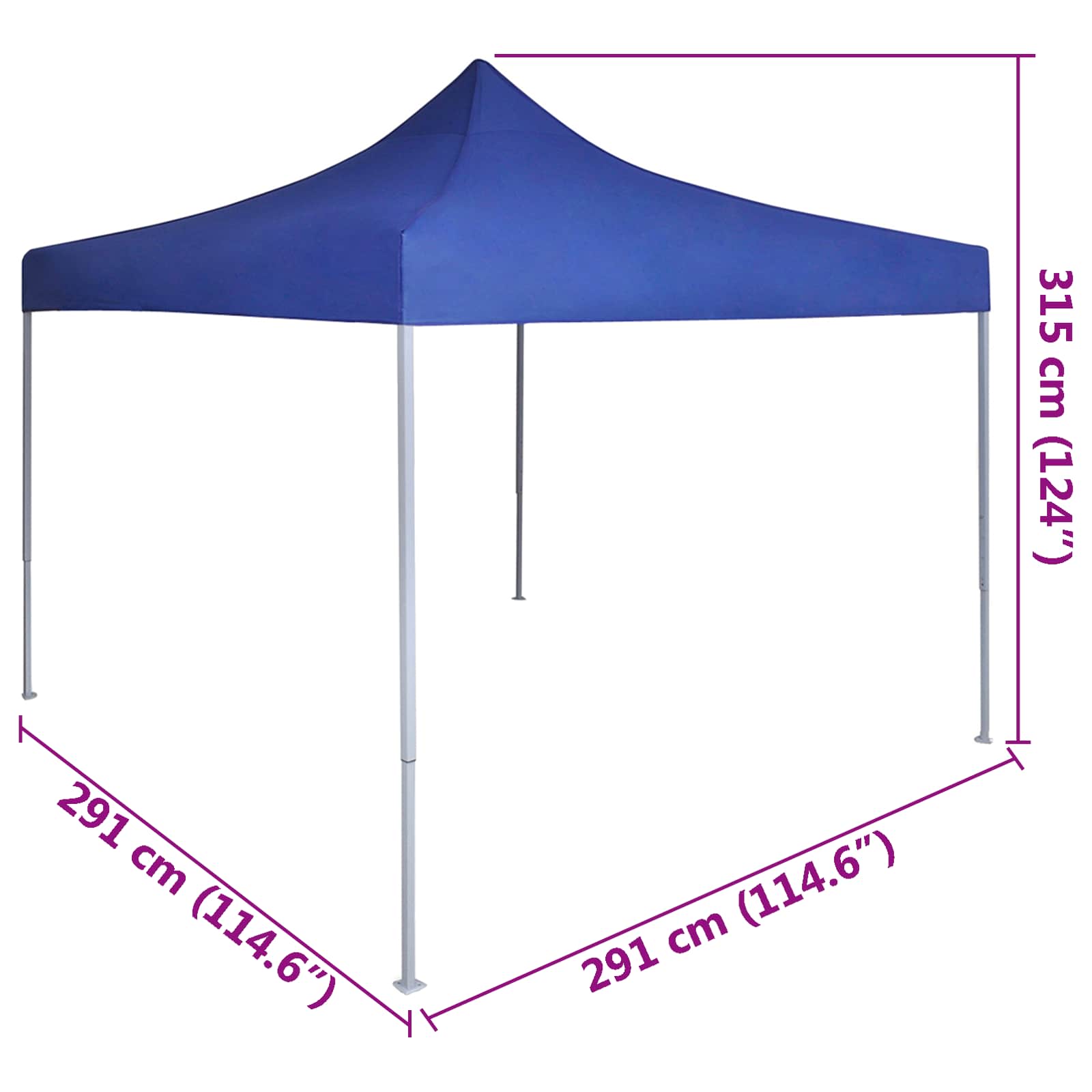 Partytelt Blå 291 x 291 x 315 cm Oxford Stoff vidaXL