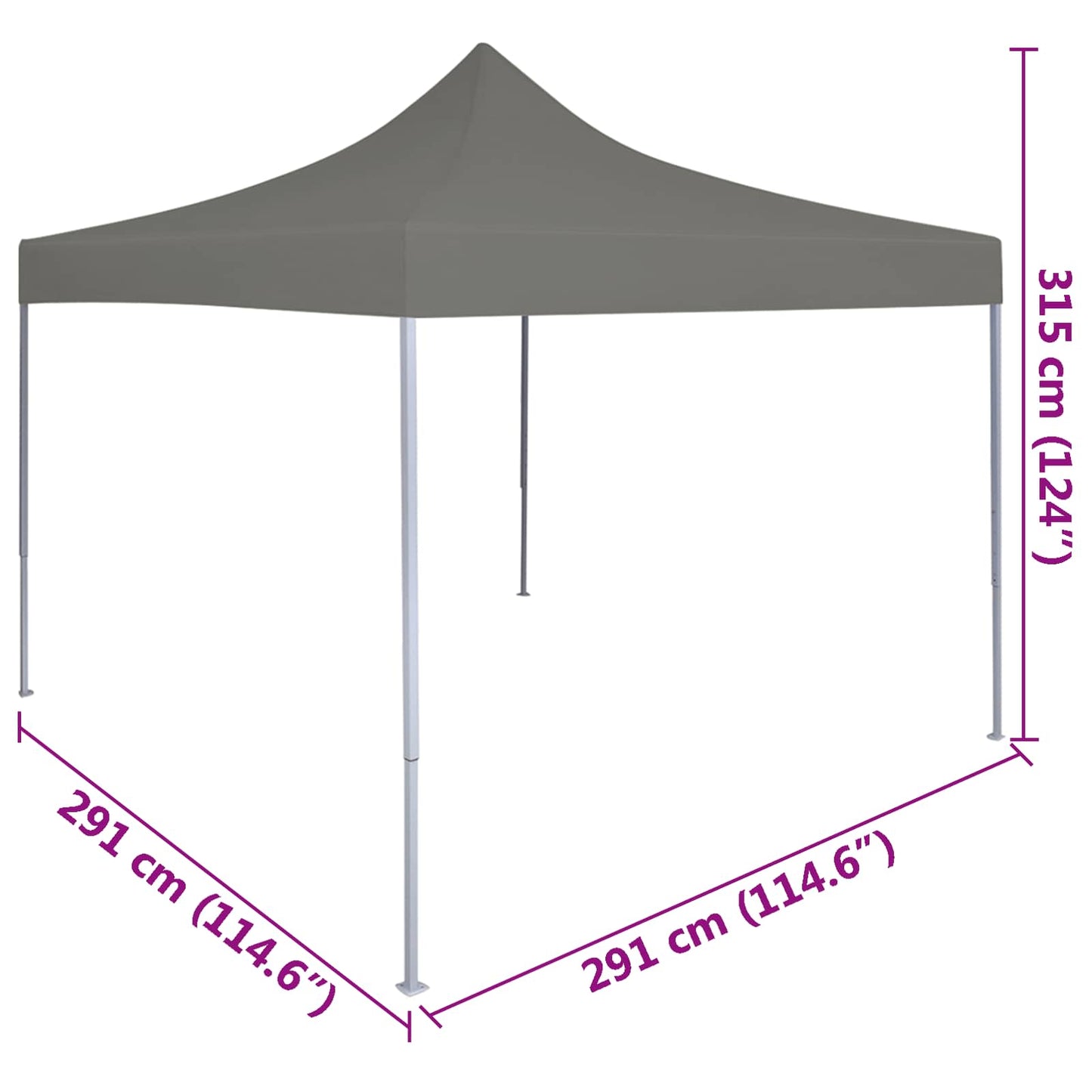 Partytelt Antrasitt 291 x 291 x 315 cm Oxford Stoff vidaXL