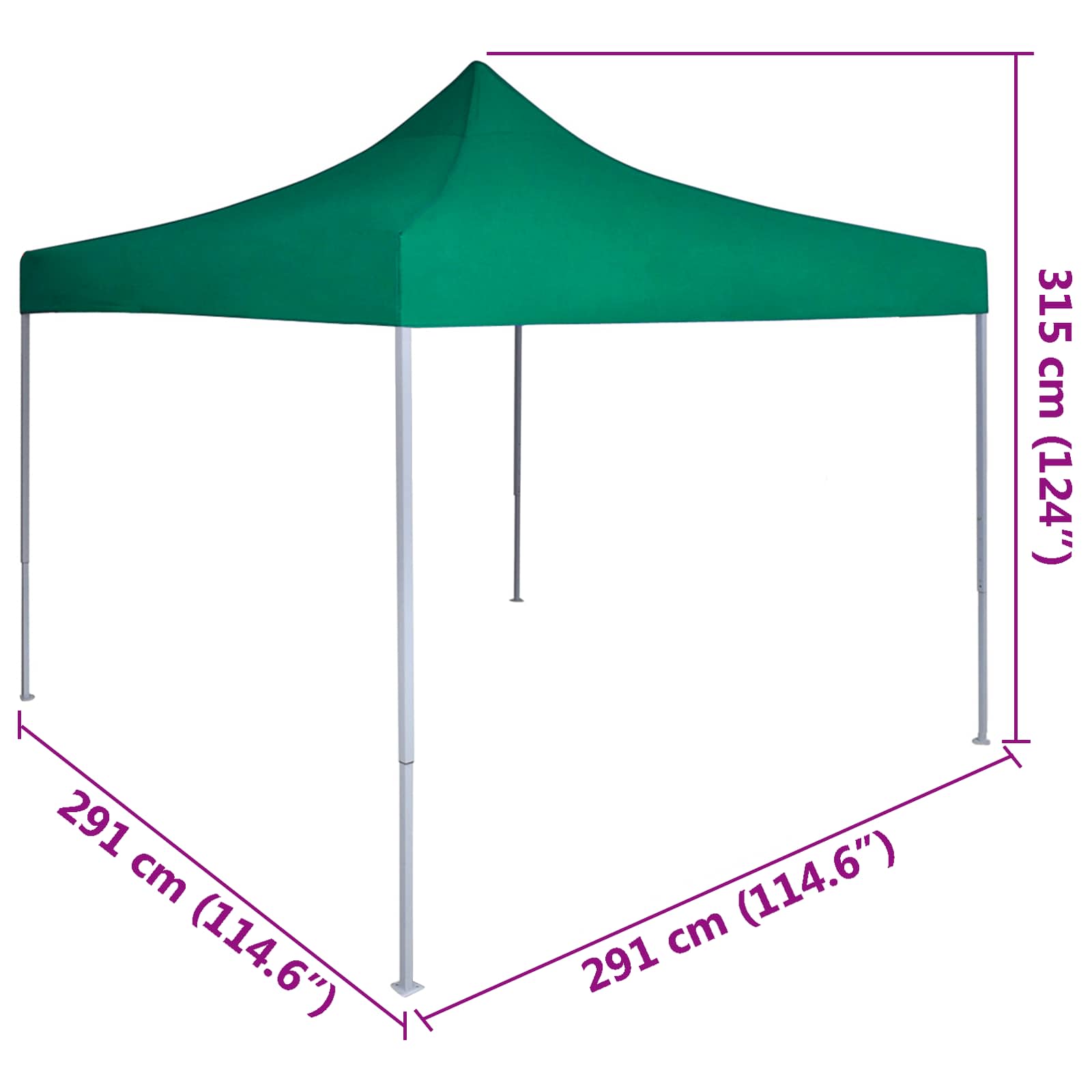 Partytelt grønn 291 x 291 x 315 cm Oxford Stoff vidaXL