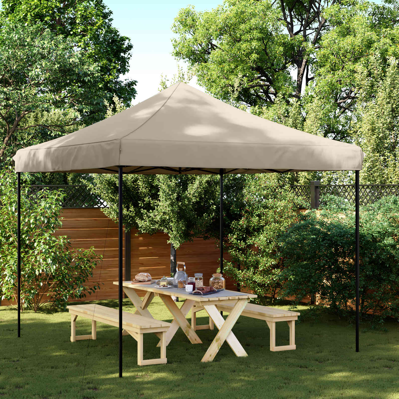 Partytelt Gråbrun 292 x 292 x 315 cm Oxford Stoff vidaXL