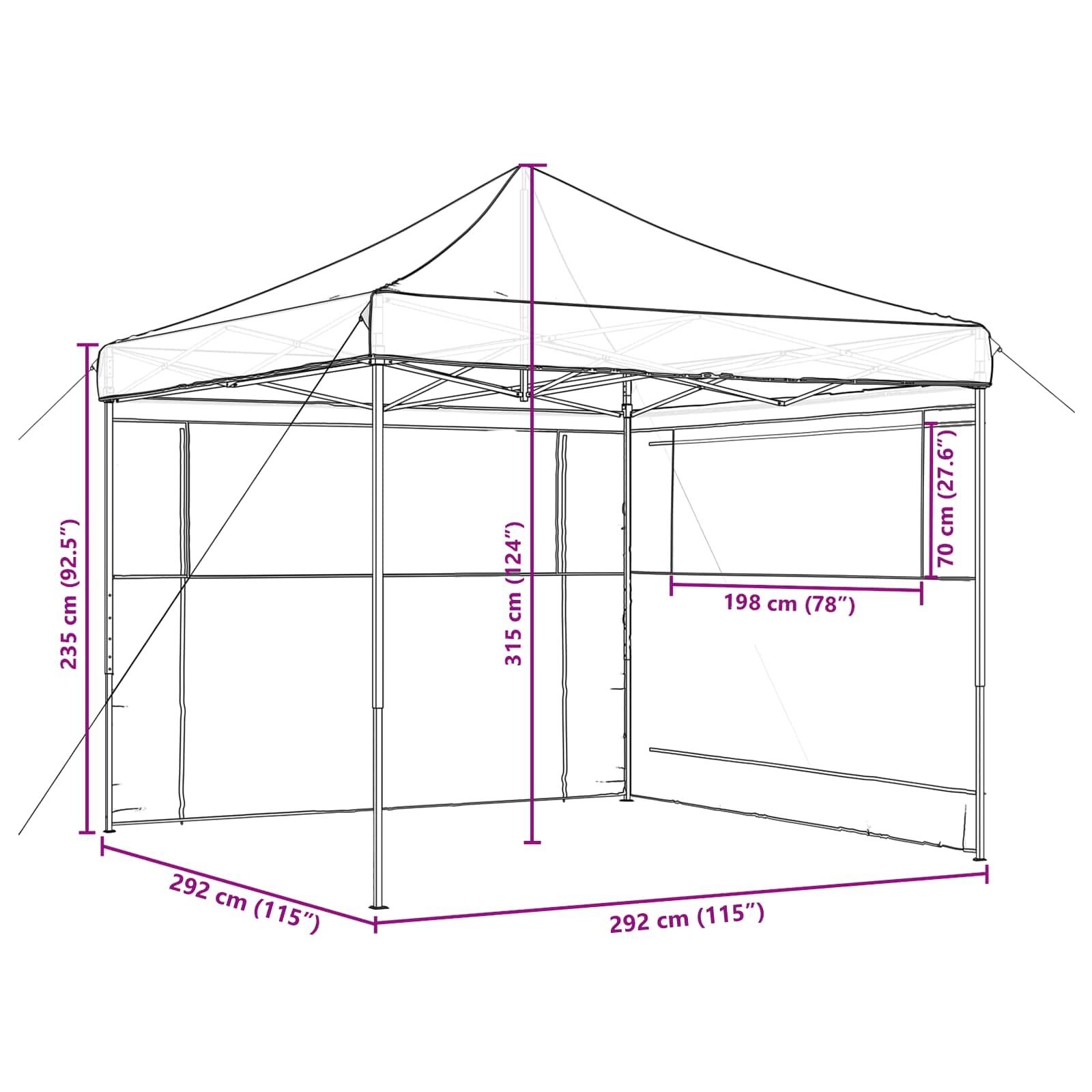 Partytelt Gråbrun 292 x 292 x 315 cm Oxford Stoff vidaXL