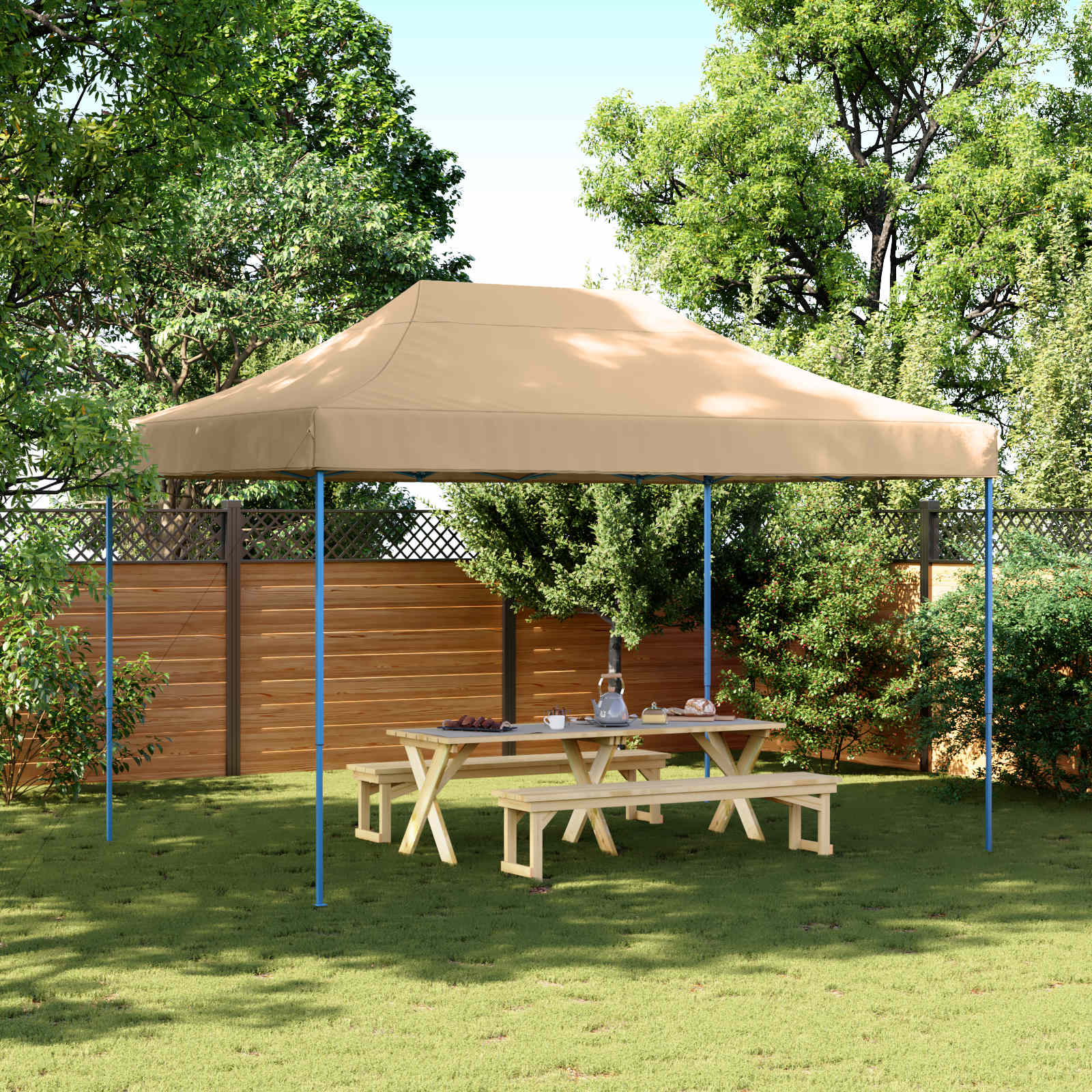 Partytelt Beige 279 x 410 x 315 cm Oxford Stoff vidaXL