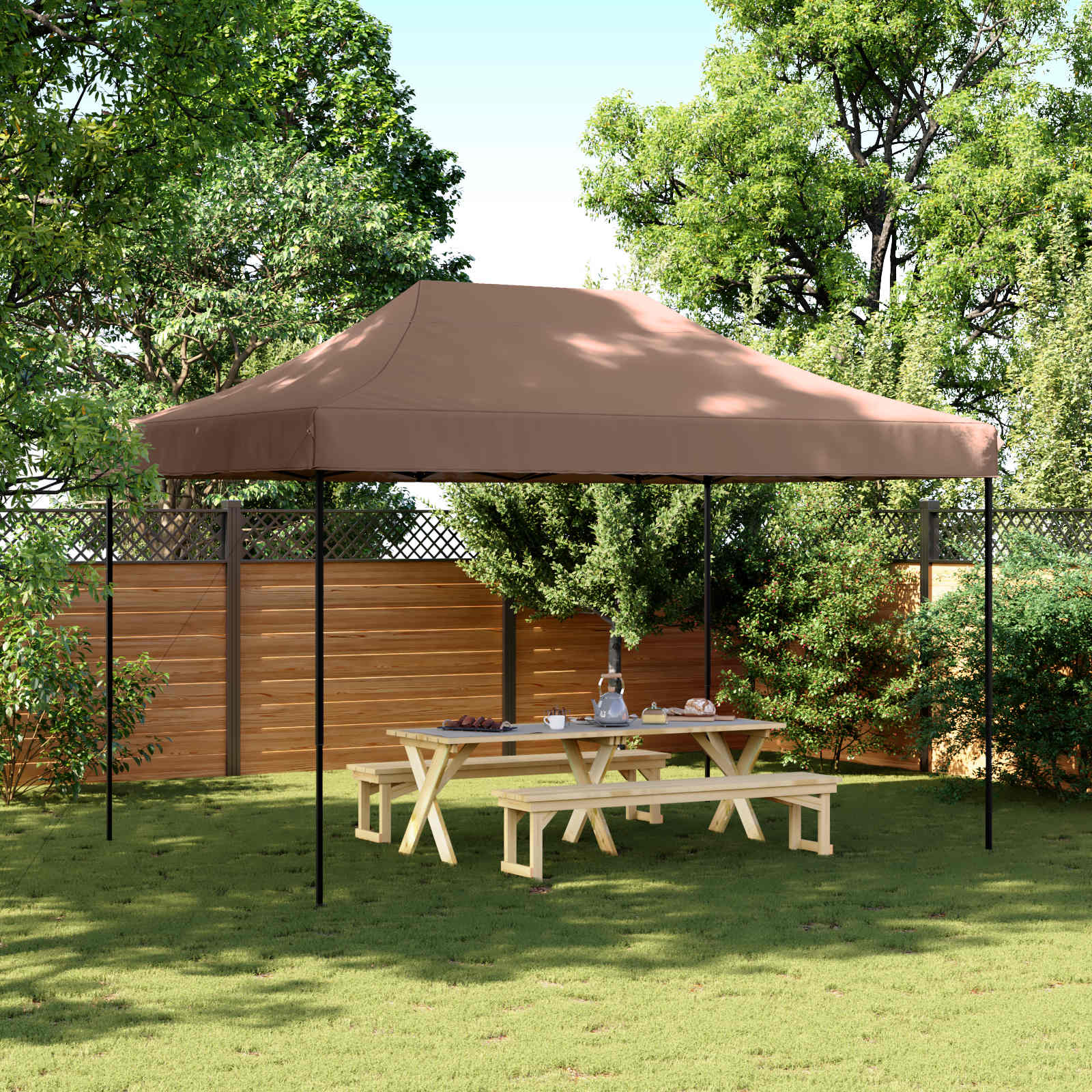 Partytelt Brun 279 x 410 x 315 cm Oxford Stoff vidaXL