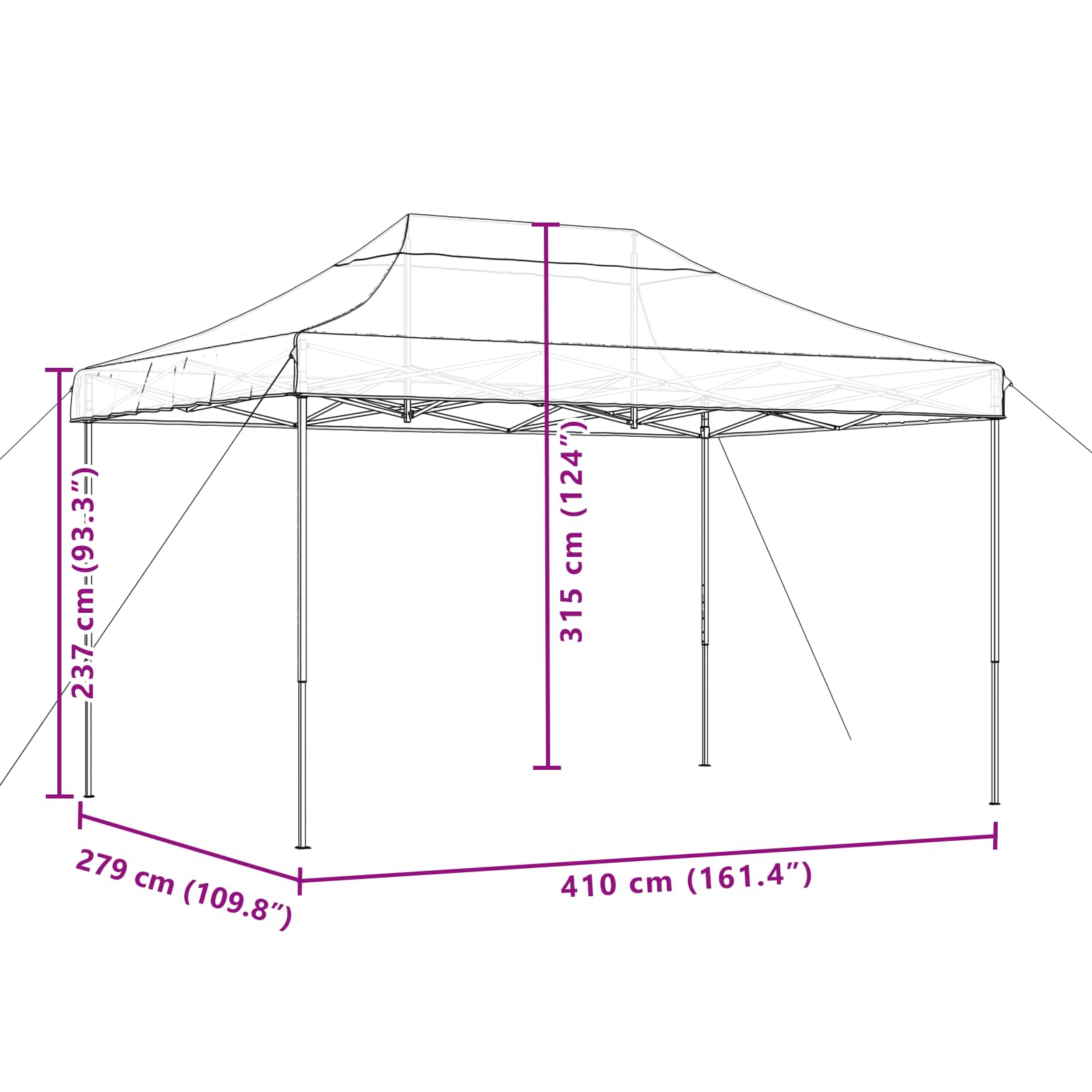 Partytelt Terrakotta 279 x 410 x 315 cm Oxford Stoff vidaXL