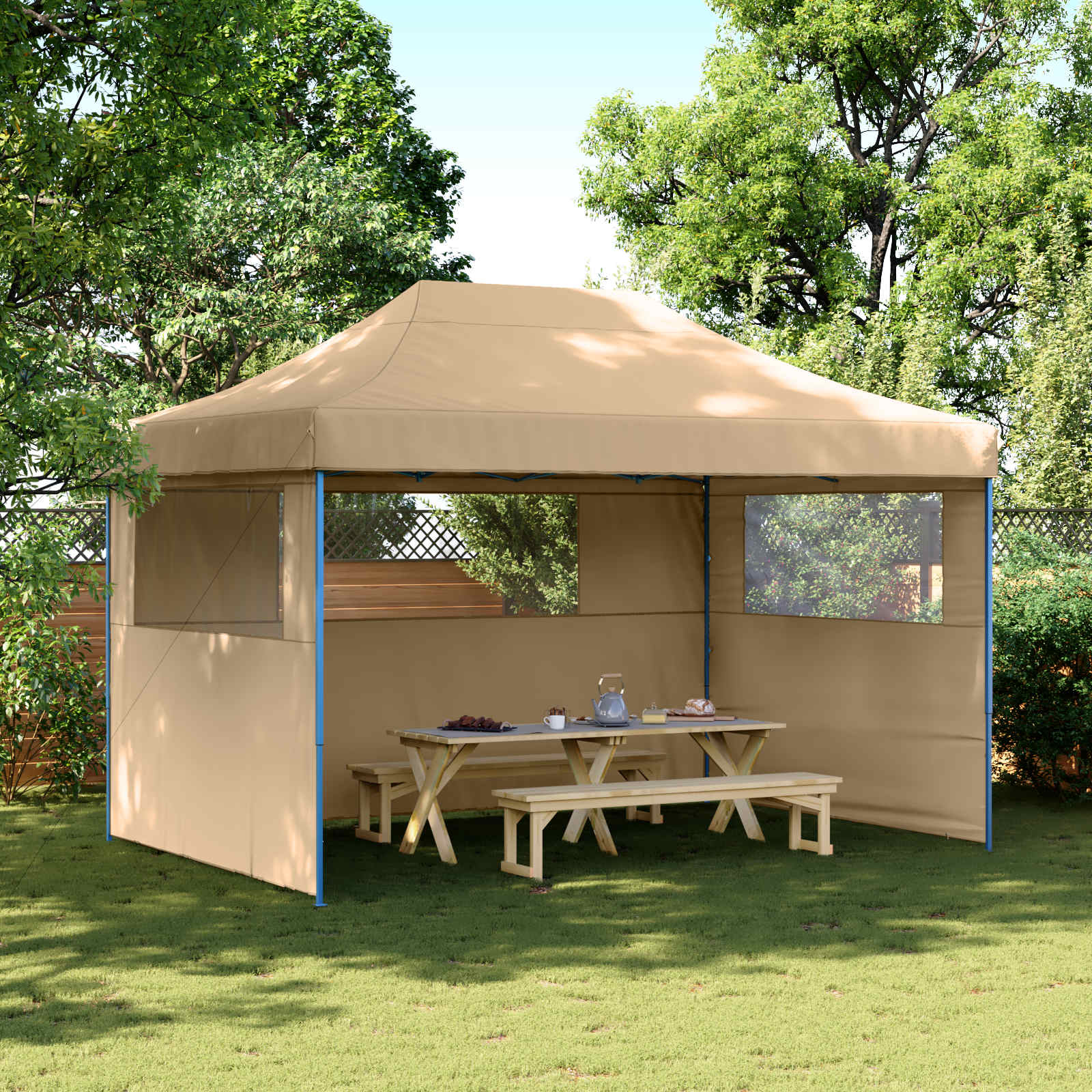 Partytelt Beige 279 x 410 x 315 cm Oxford Stoff vidaXL