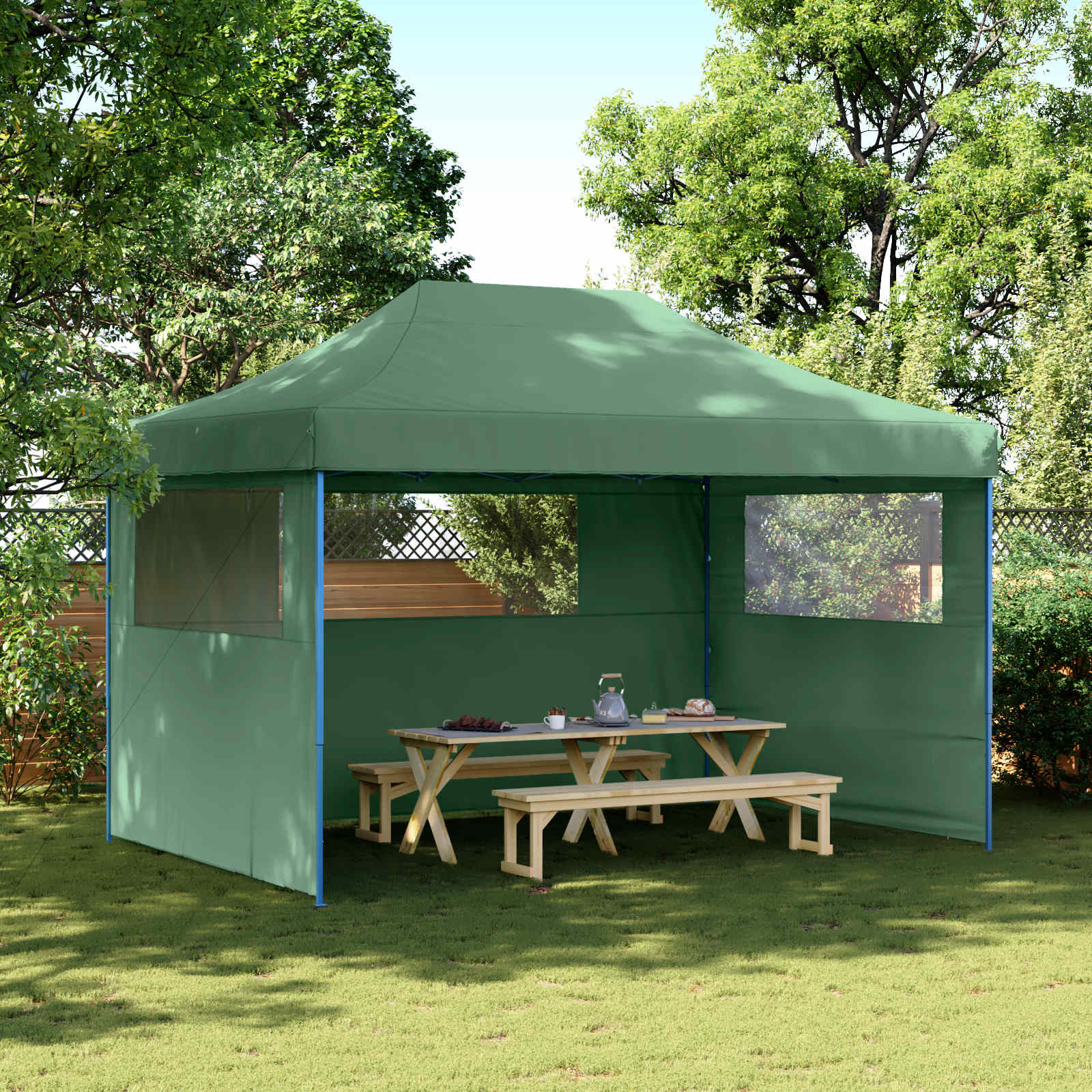 Partytelt grønn 279 x 410 x 315 cm Oxford Stoff vidaXL