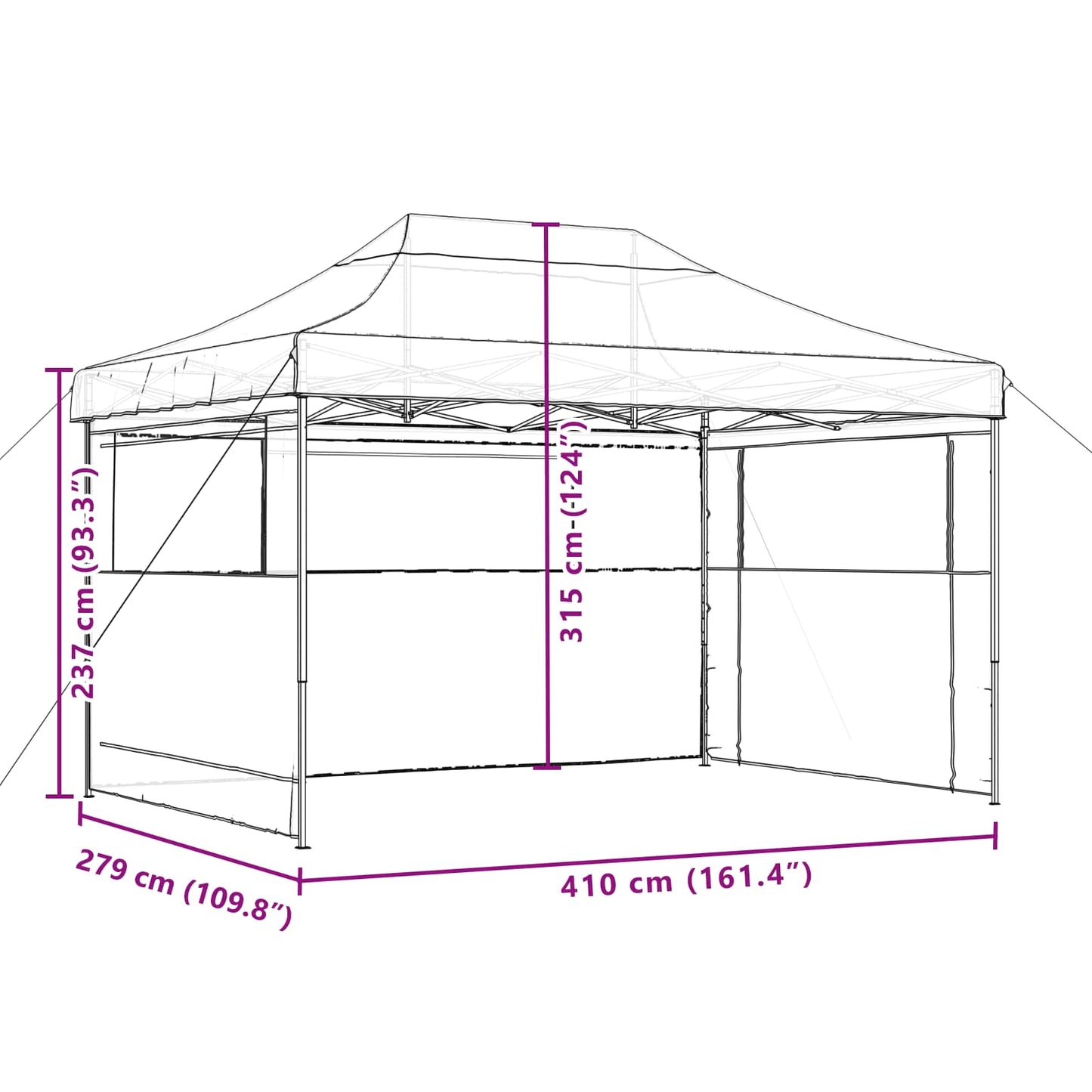Partytelt Terrakotta 279 x 410 x 315 cm Oxford Stoff vidaXL