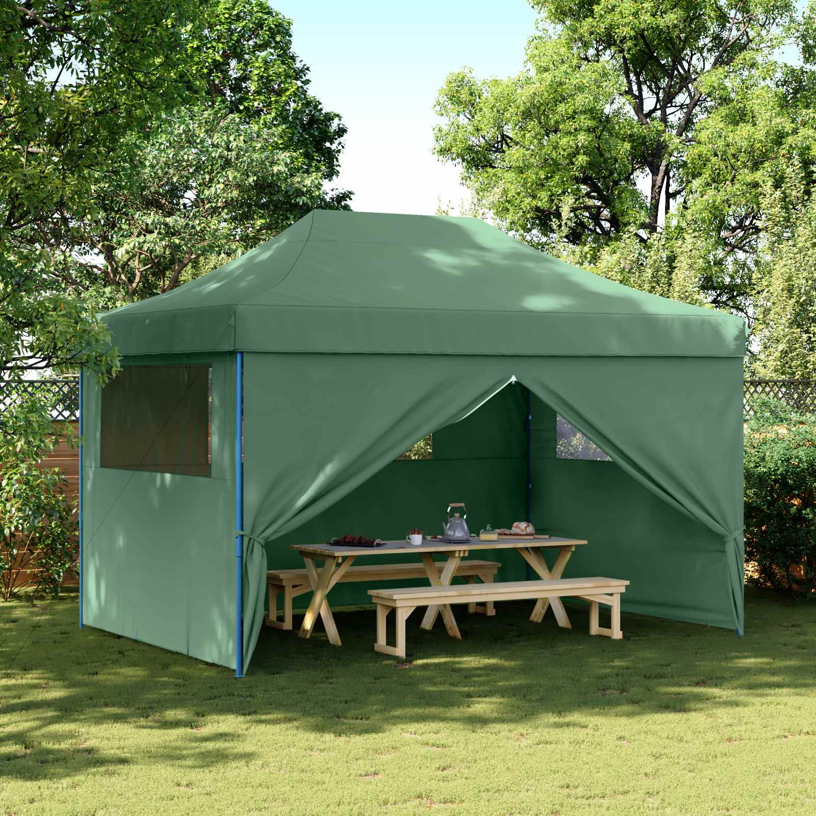 Partytelt grønn 279 x 410 x 315 cm Oxford Stoff vidaXL