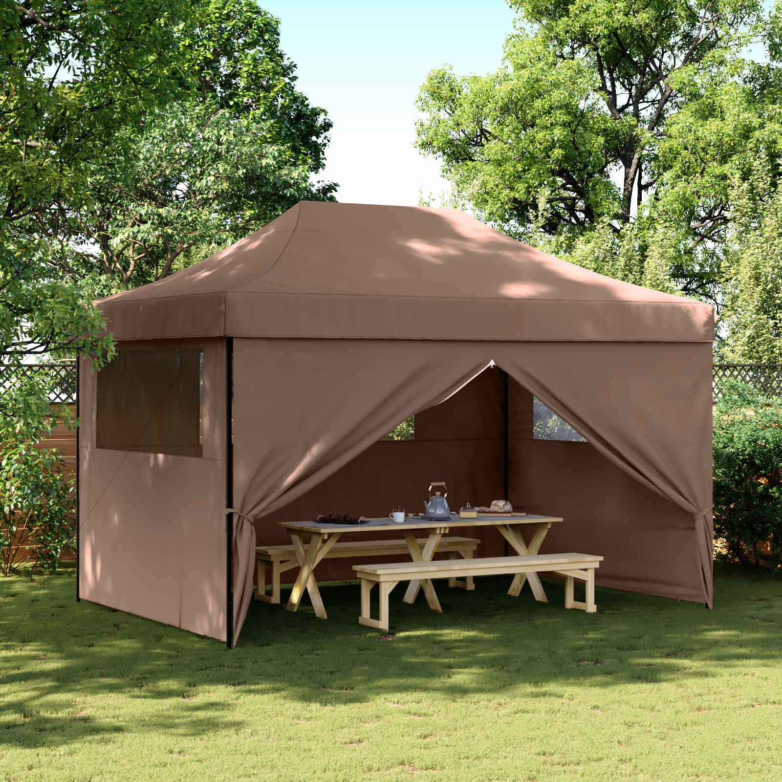 Partytelt Brun 279 x 410 x 315 cm Oxford Stoff vidaXL