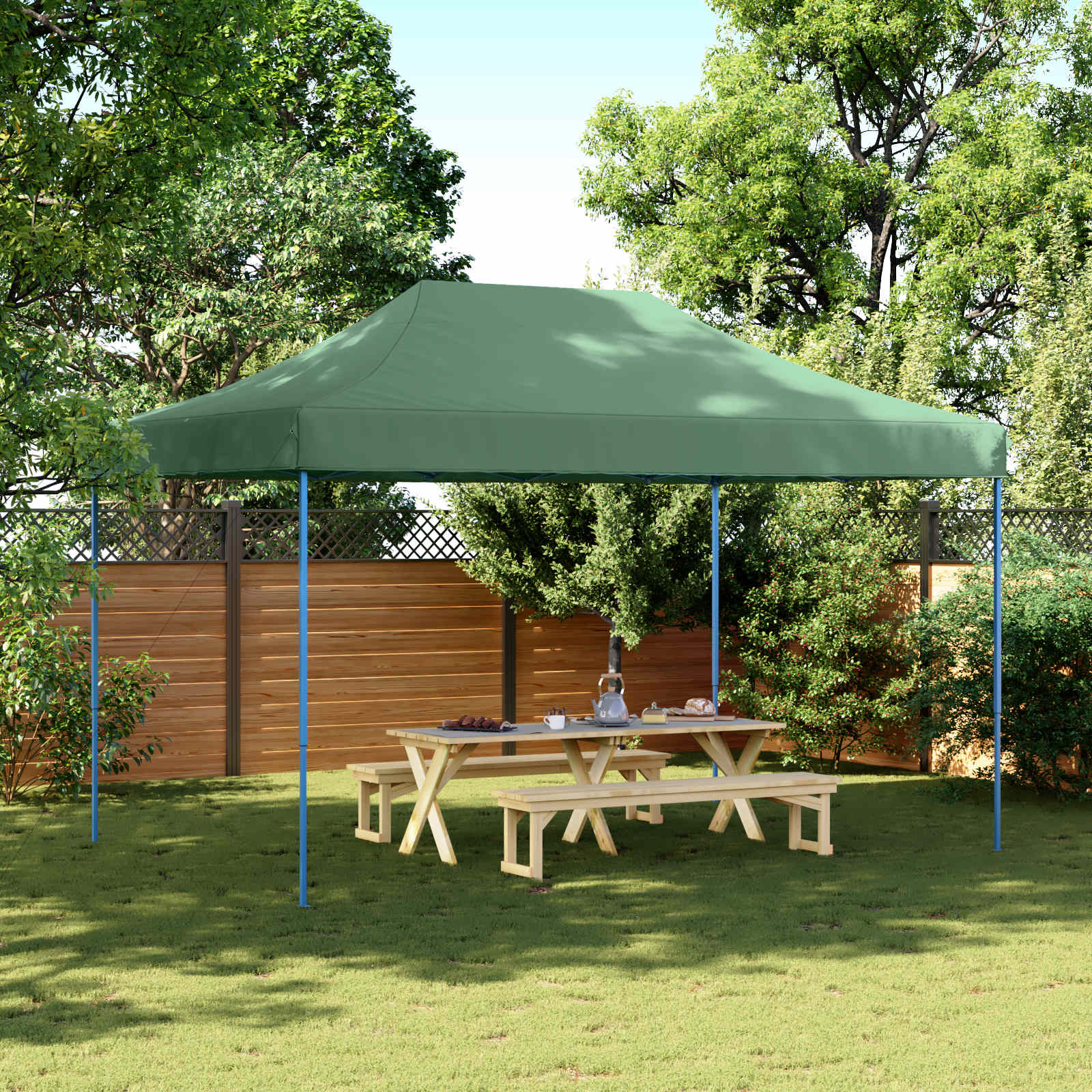 Partytelt grønn 292 x 440 x 315 cm Oxford Stoff vidaXL