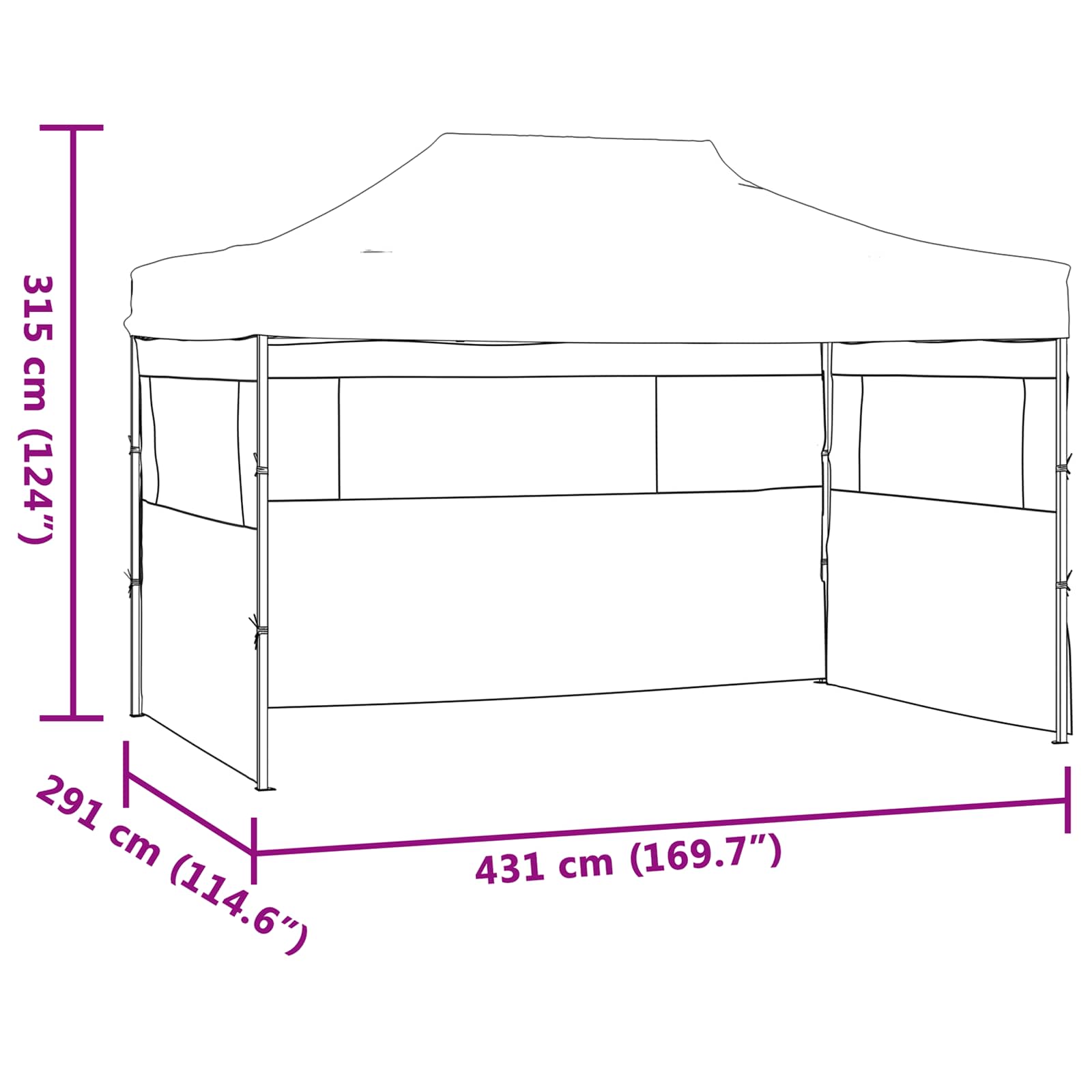 Partytelt Antrasitt 291 x 431 x 315 cm Oxford Stoff vidaXL