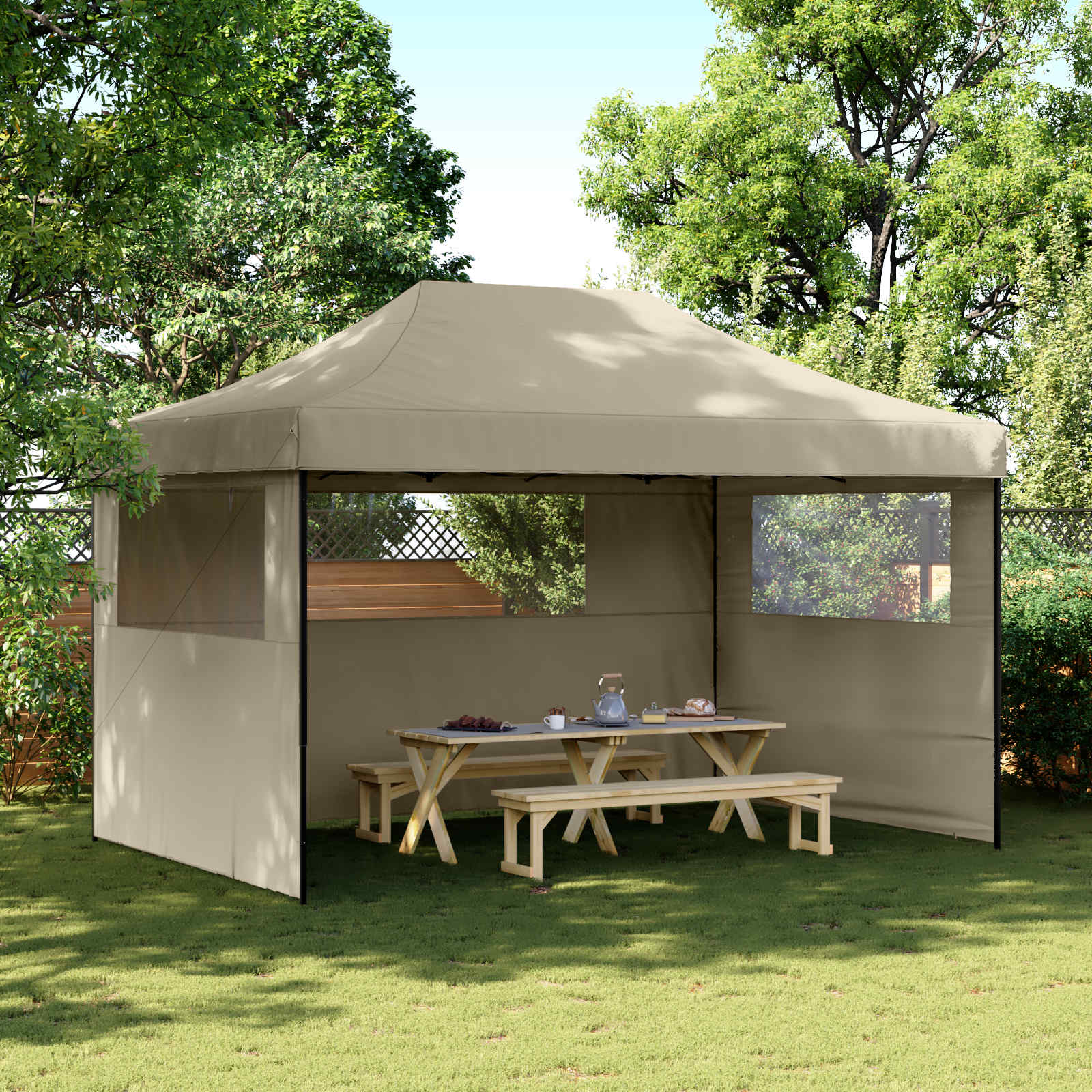 Partytelt Gråbrun 292 x 440 x 315 cm Oxford Stoff vidaXL