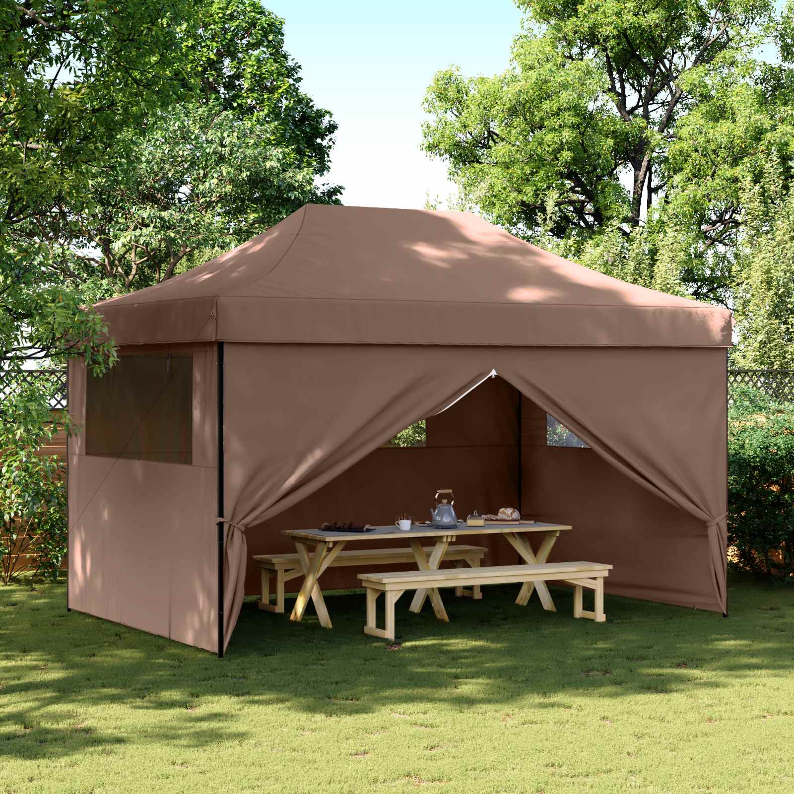 Partytelt Brun 292 x 440 x 315 cm Oxford Stoff vidaXL