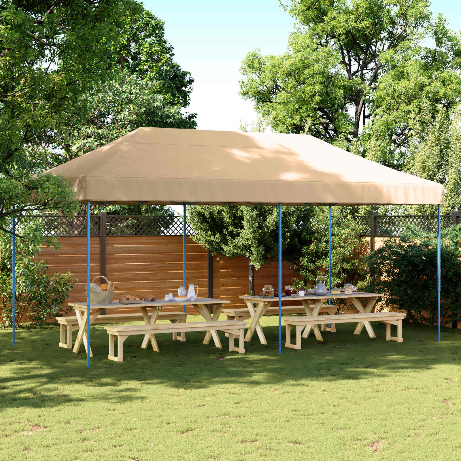 Partytelt Beige 292 x 580 x 315 cm Oxford Stoff vidaXL