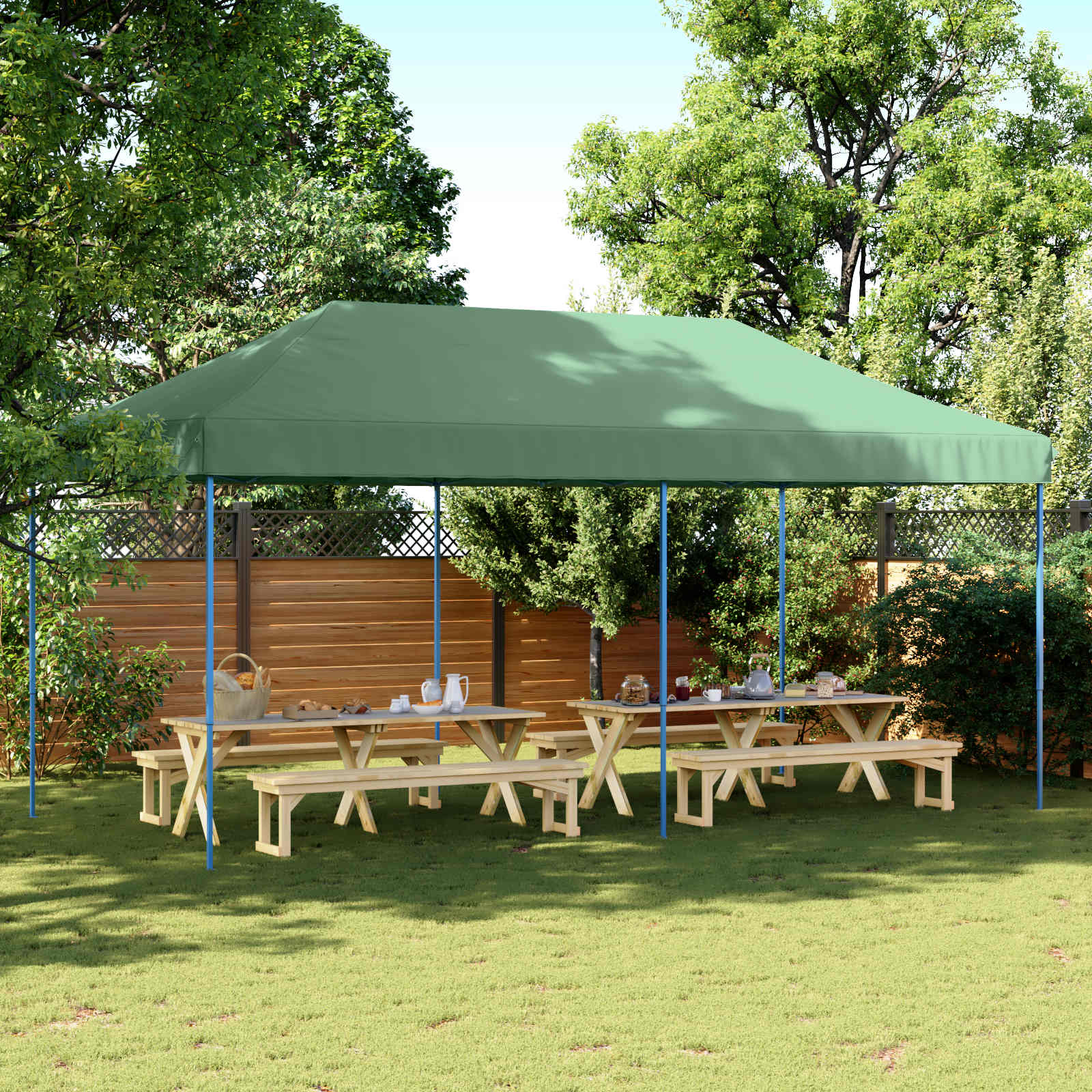 Partytelt grønn 292 x 580 x 315 cm Oxford Stoff vidaXL