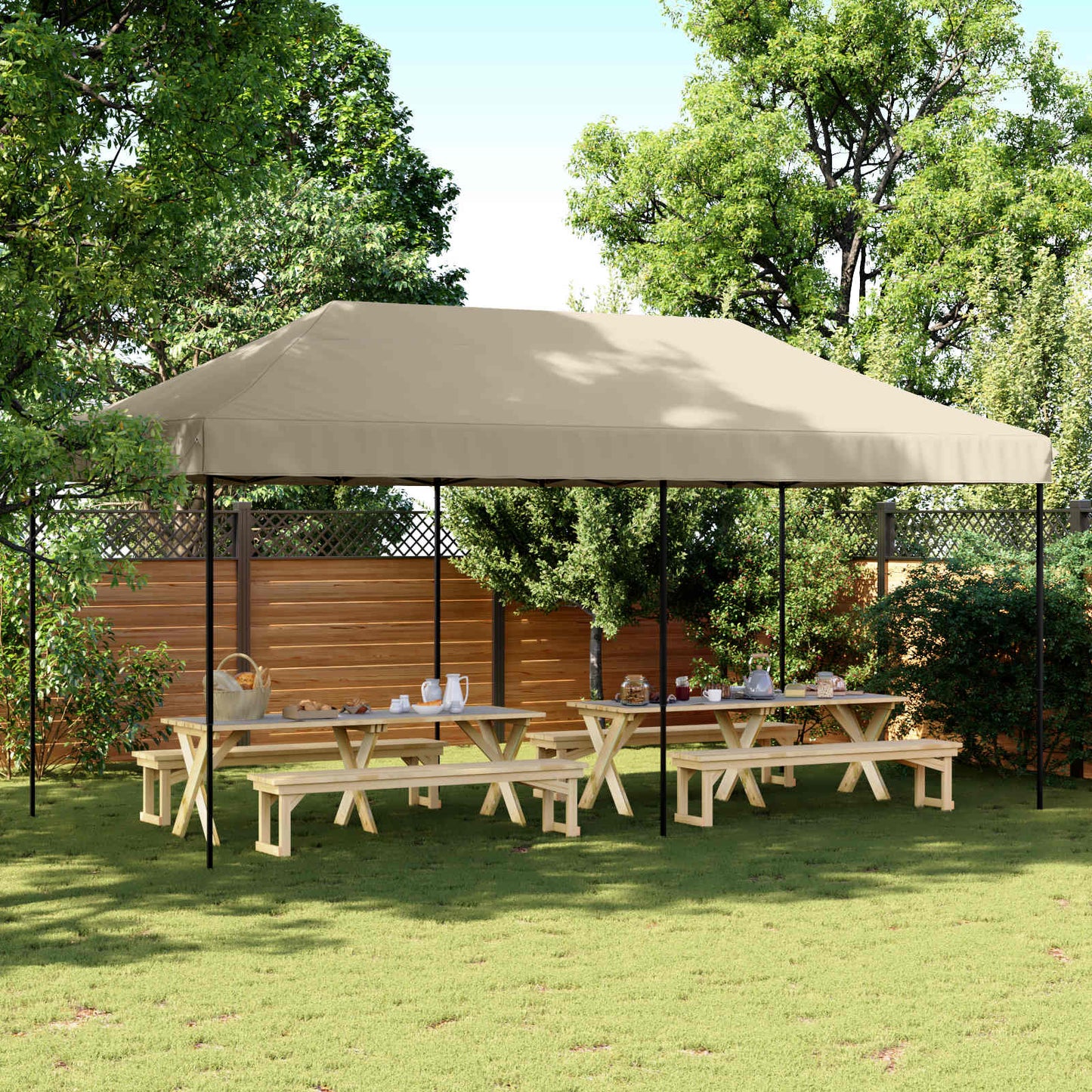Partytelt Gråbrun 292 x 580 x 315 cm Oxford Stoff vidaXL