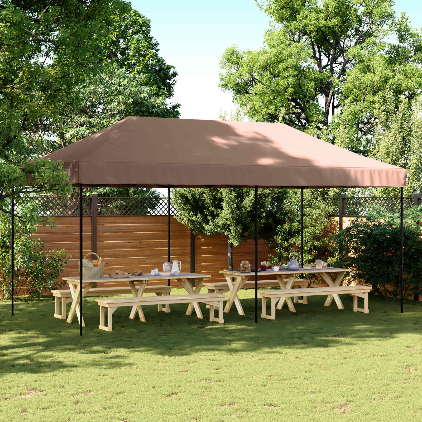 Partytelt Brun 292 x 580 x 315 cm Oxford Stoff vidaXL