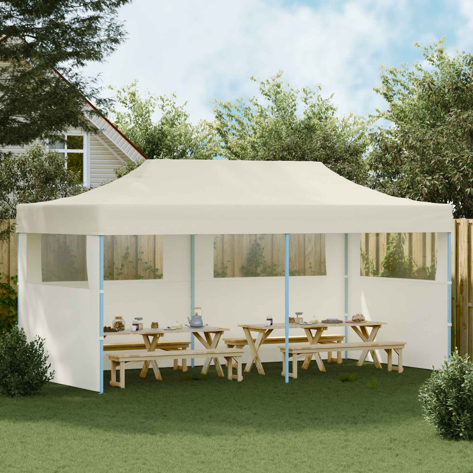 Partytelt Krem 291 x 580 x 315 cm Oxford Stoff vidaXL