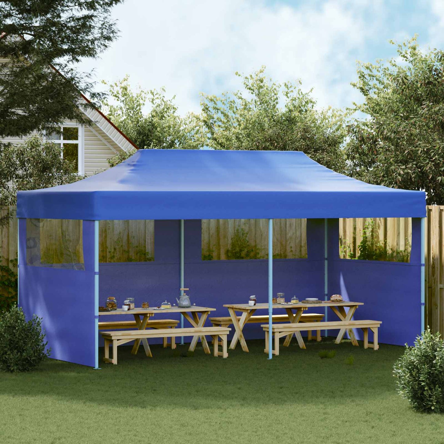 Partytelt Blå 291 x 580 x 315 cm Oxford Stoff vidaXL