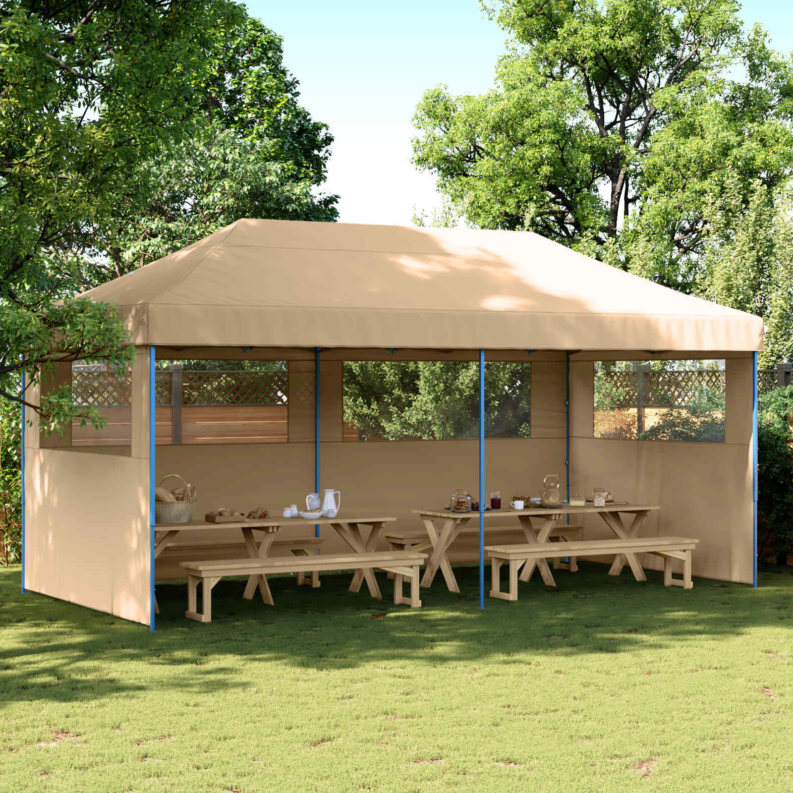 Partytelt Beige 292 x 580 x 315 cm Oxford Stoff vidaXL