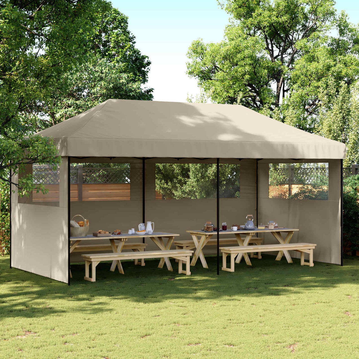 Partytelt Gråbrun 292 x 580 x 315 cm Oxford Stoff vidaXL