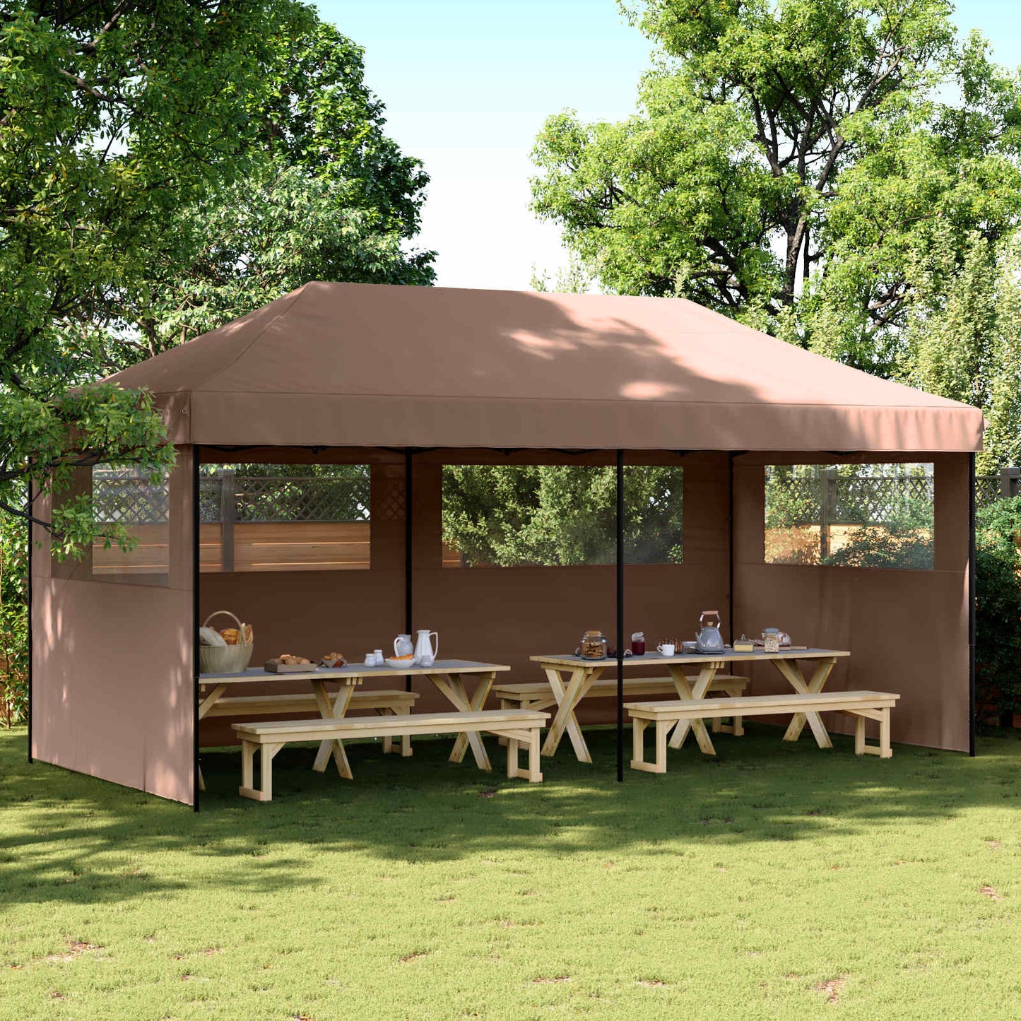 Partytelt Brun 292 x 580 x 315 cm Oxford Stoff vidaXL